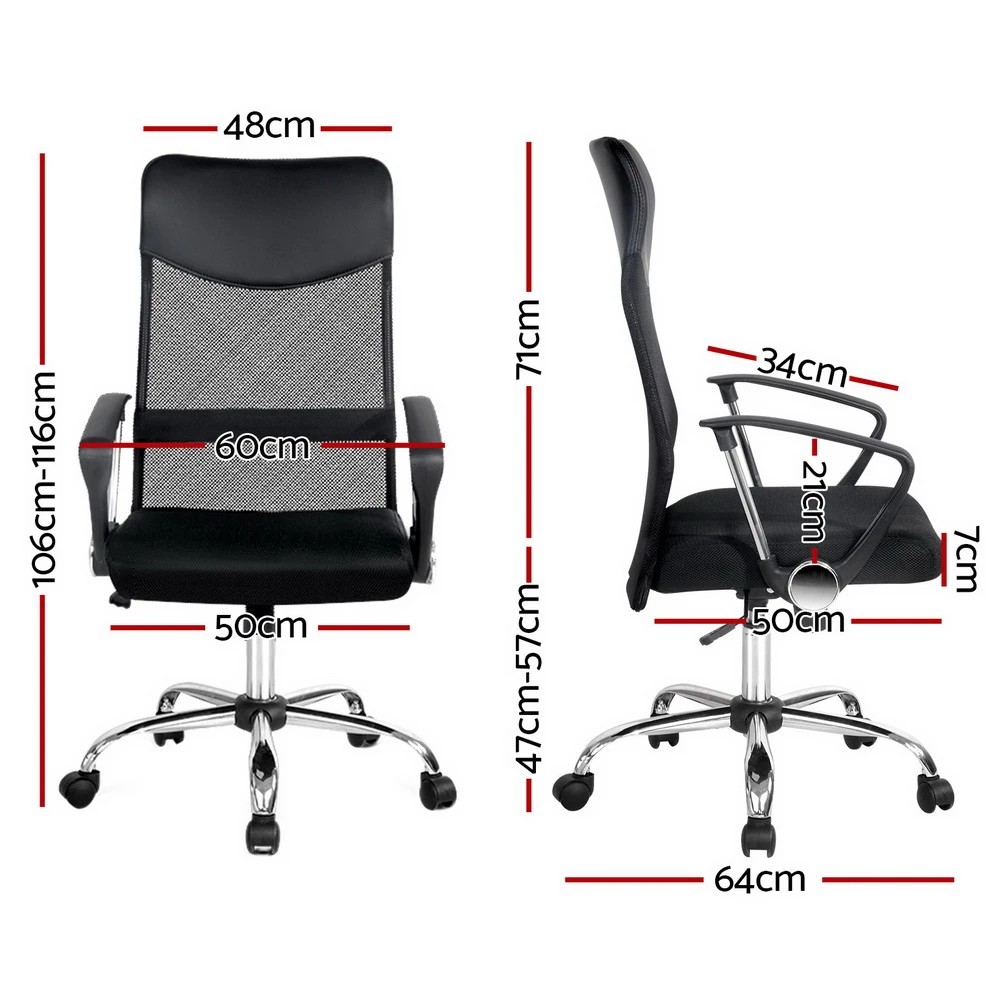 2 Artiss Mesh Office Chair High Back - Black, 2 of 8