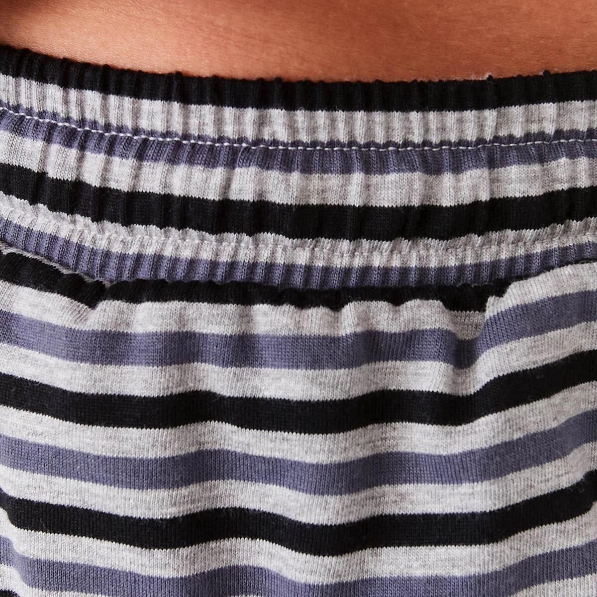 5 Short Sleeve Henley Neck Knit Pyjama Set Horiznstrp, 5 of 9