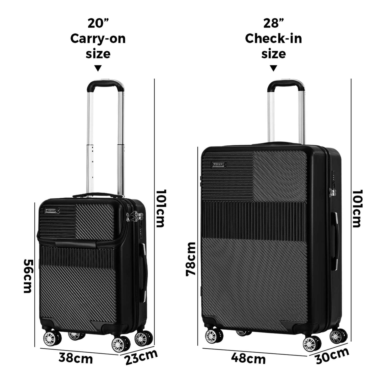 2 Mazam 2PCS Luggage Suitcase Trolley Set TSA Carry On Hard Case - Black, 2 of 9