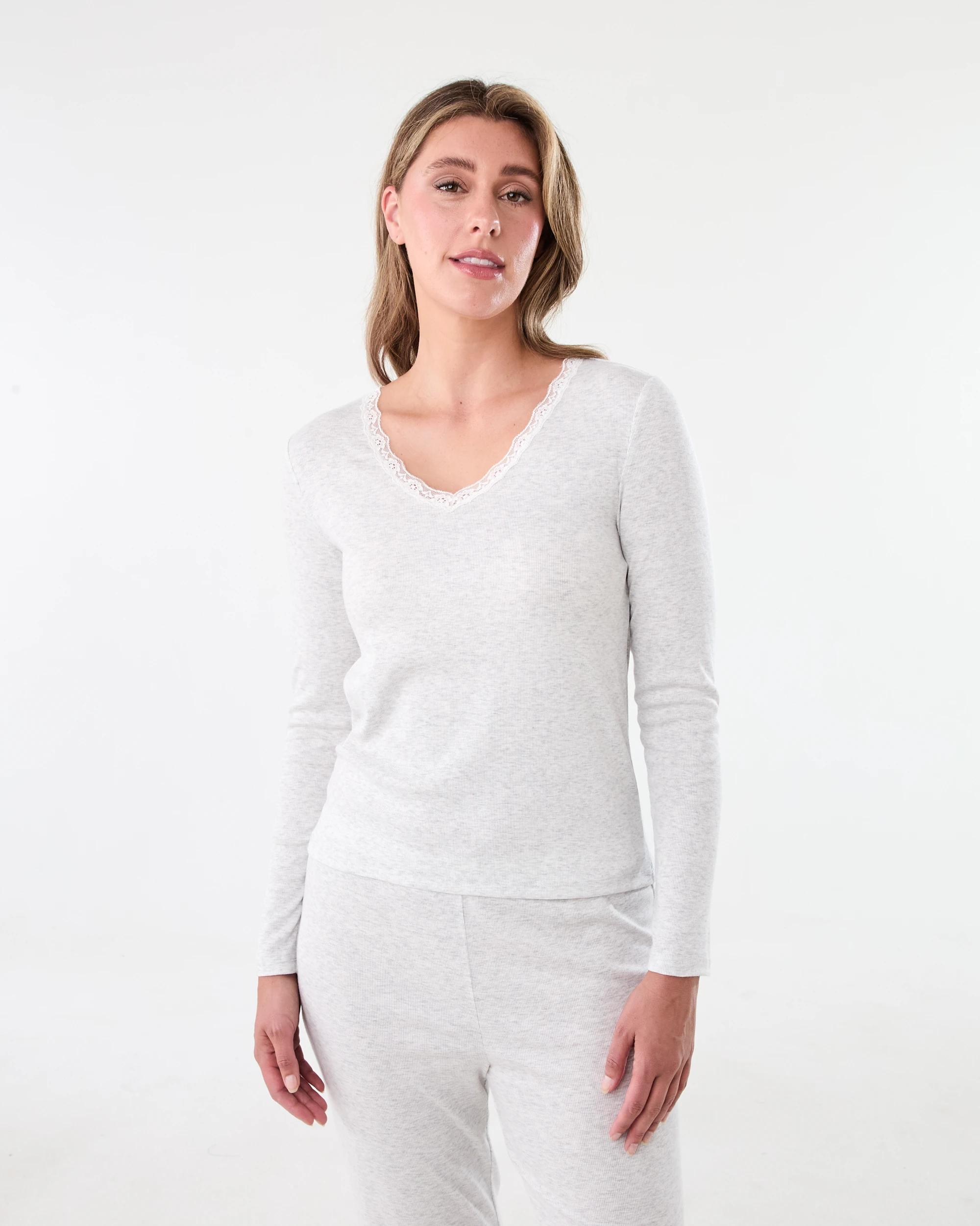 1 Comfort Rib Lace Trim Top Wht Marle, 1 of 6