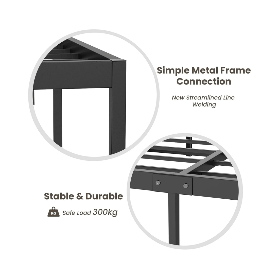 5 Advwin Double Metal Bed Frame Black, 5 of 8
