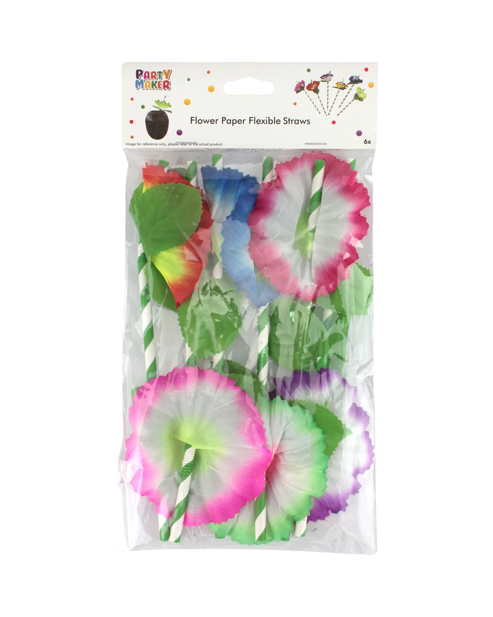 4 Party Maker Hawaiian Flower Paper Straws Pack of 6 - Multi, 4 of 4