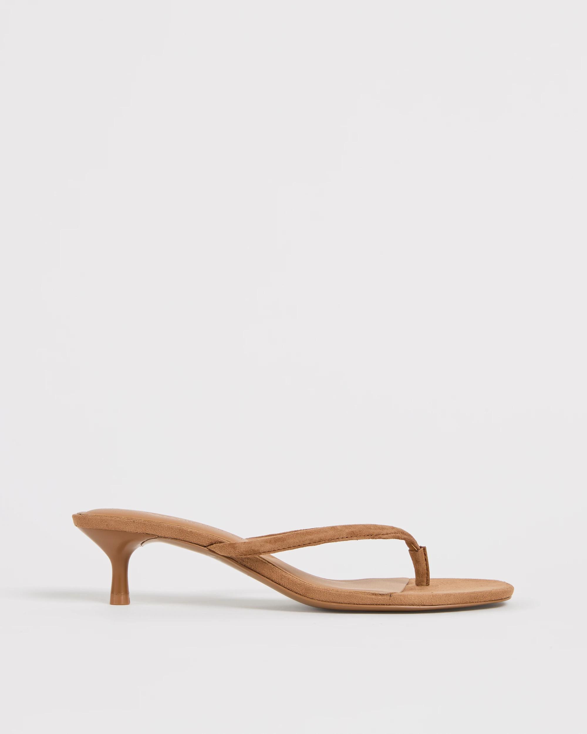 1 Target Woman Genuine Suede Leather Thong Heels TAN SUEDE, 1 of 3