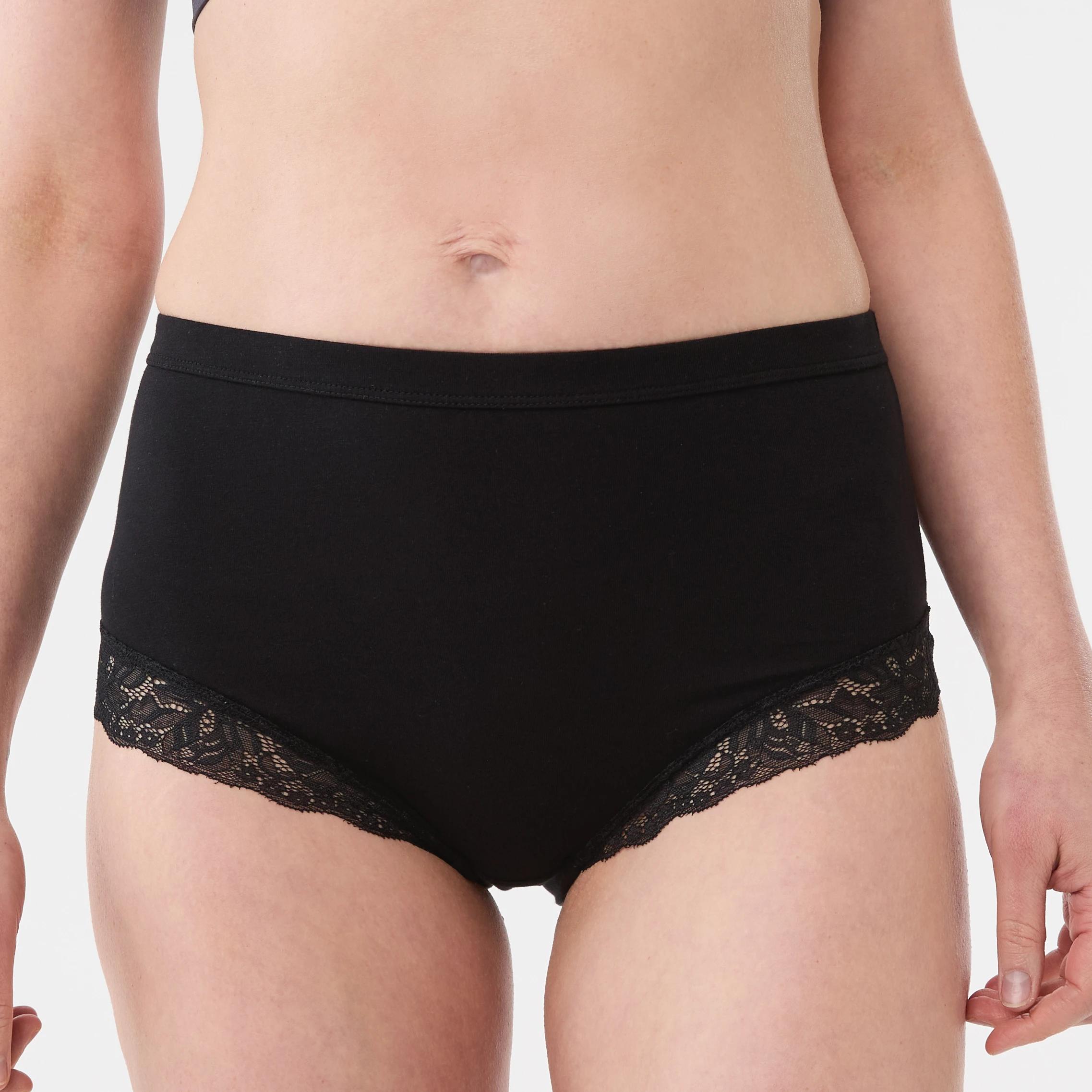 3 3 Pack Lace Trim Cotton Full Briefs BLACK, LIGHT FAWN, CLOUD DANCER, 3 of 8