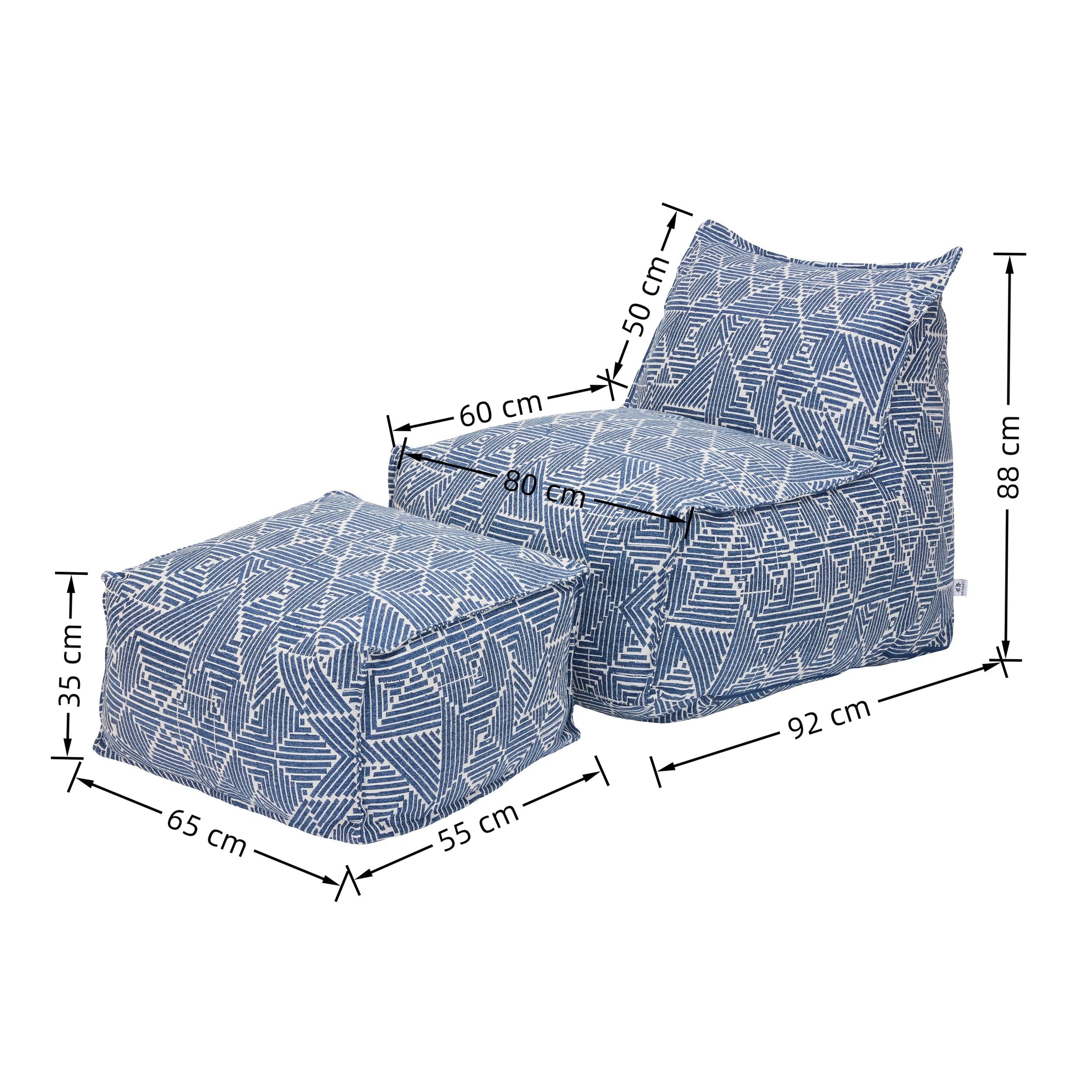 8 IHOMDEC Outdoor Waterproof Compression Sofa With Ottoman - Blue, 8 of 10