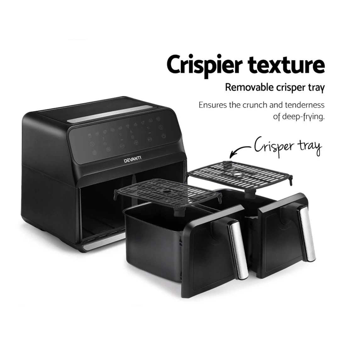 7 Devanti Air Fryer 8L Dual Zone Fryers - Black, 7 of 7