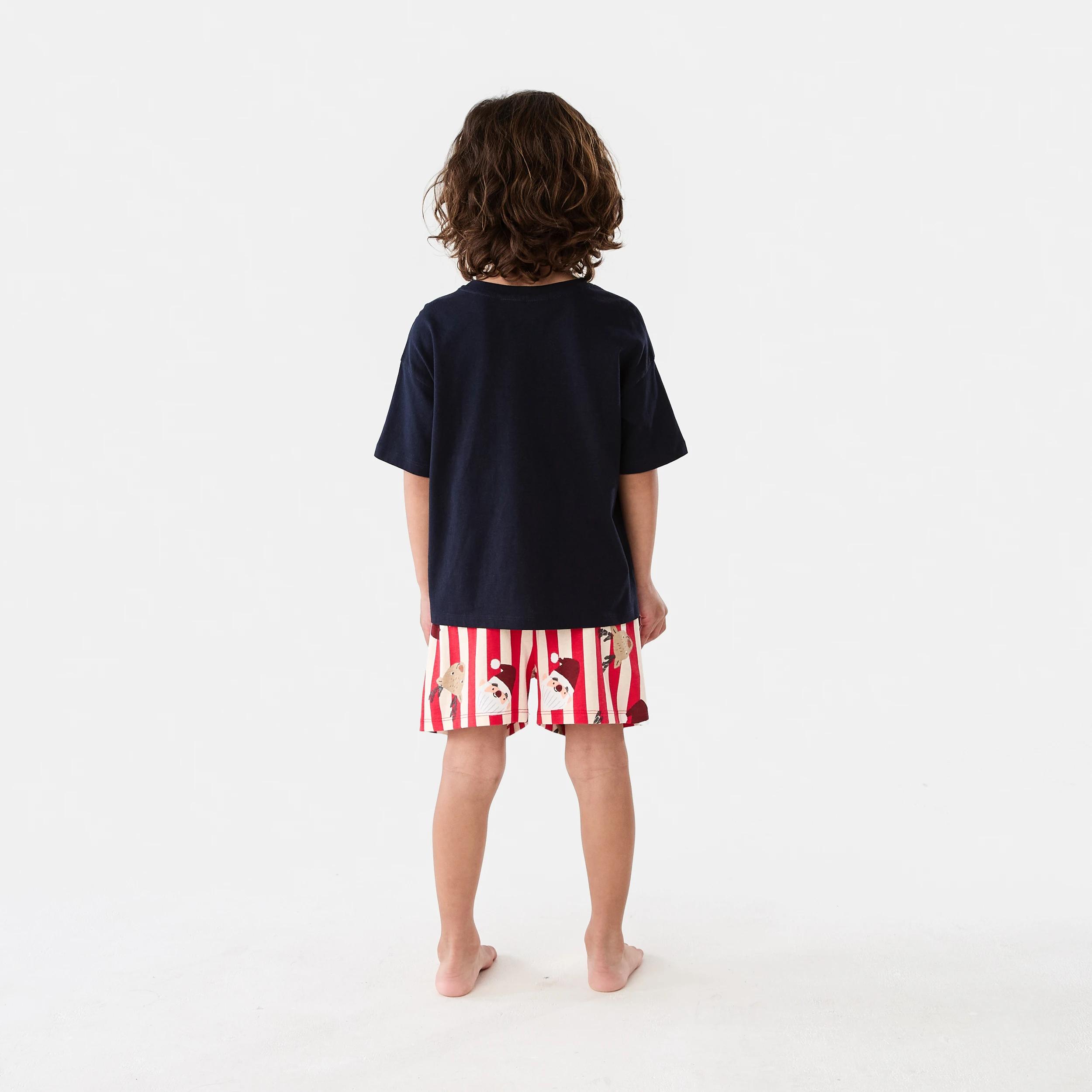 7 Christmas Knit Pyjama Set NAVY SANTA AND REINDEER, 7 of 9