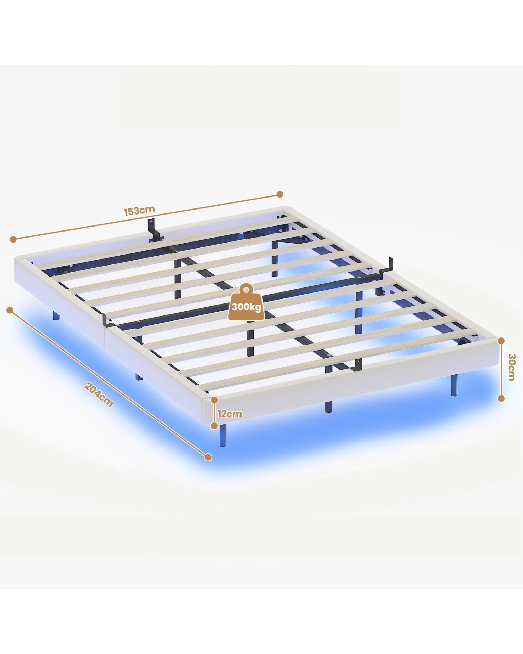 3 Advwin Bed Frame Queen Size PU Leather Wooden Frames Mattress Base Platform - Beige, 3 of 10