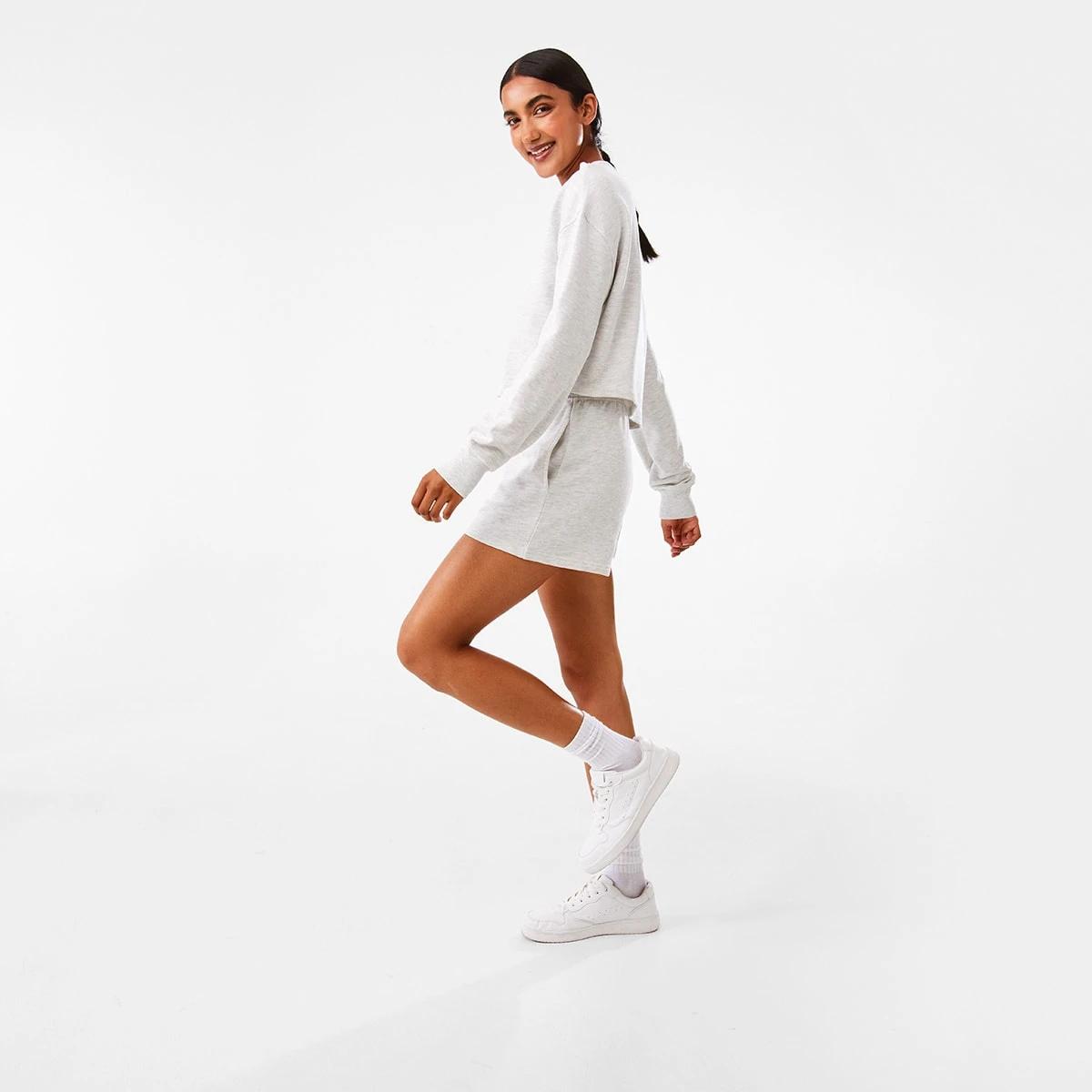 5 Active Womens Cropped Crew Neck Relaxed Sweatshirt White Marl, 5 of 10