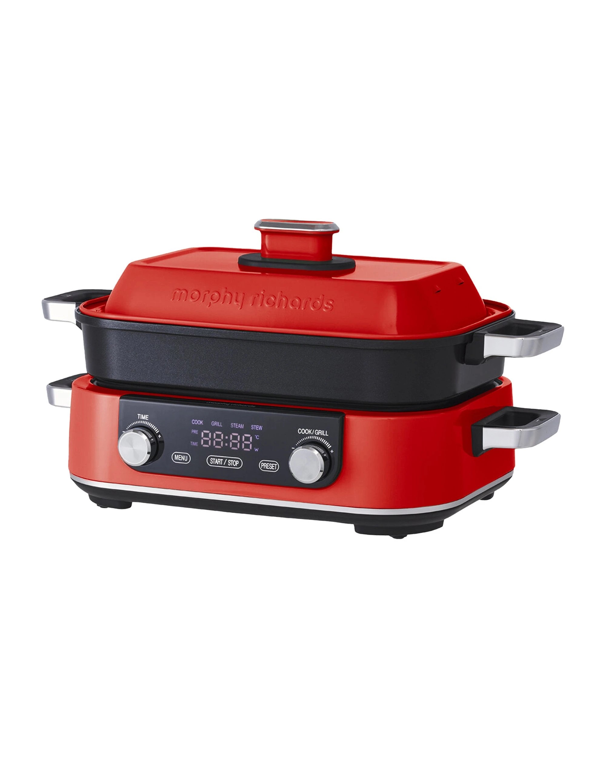 1 Morphy Richards 3l Non-stick Multifunction Electric Cooker Pan In Red, 1 of 8