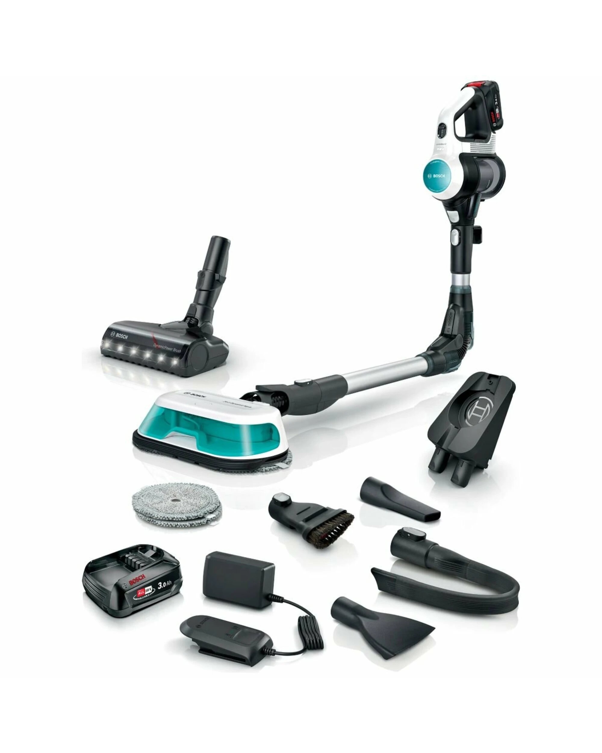1 Bosch Rechargeable 2 in 1 Vacuum and Mop Unlimited 7 ProHygienic Aqua-White, 1 of 5