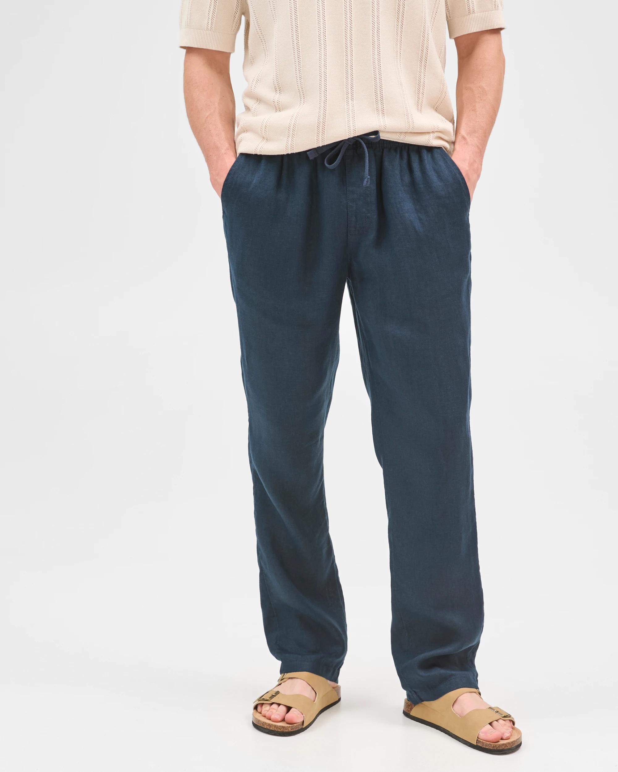 4 Target Man European Linen Full Length Pants NAVY, 4 of 7