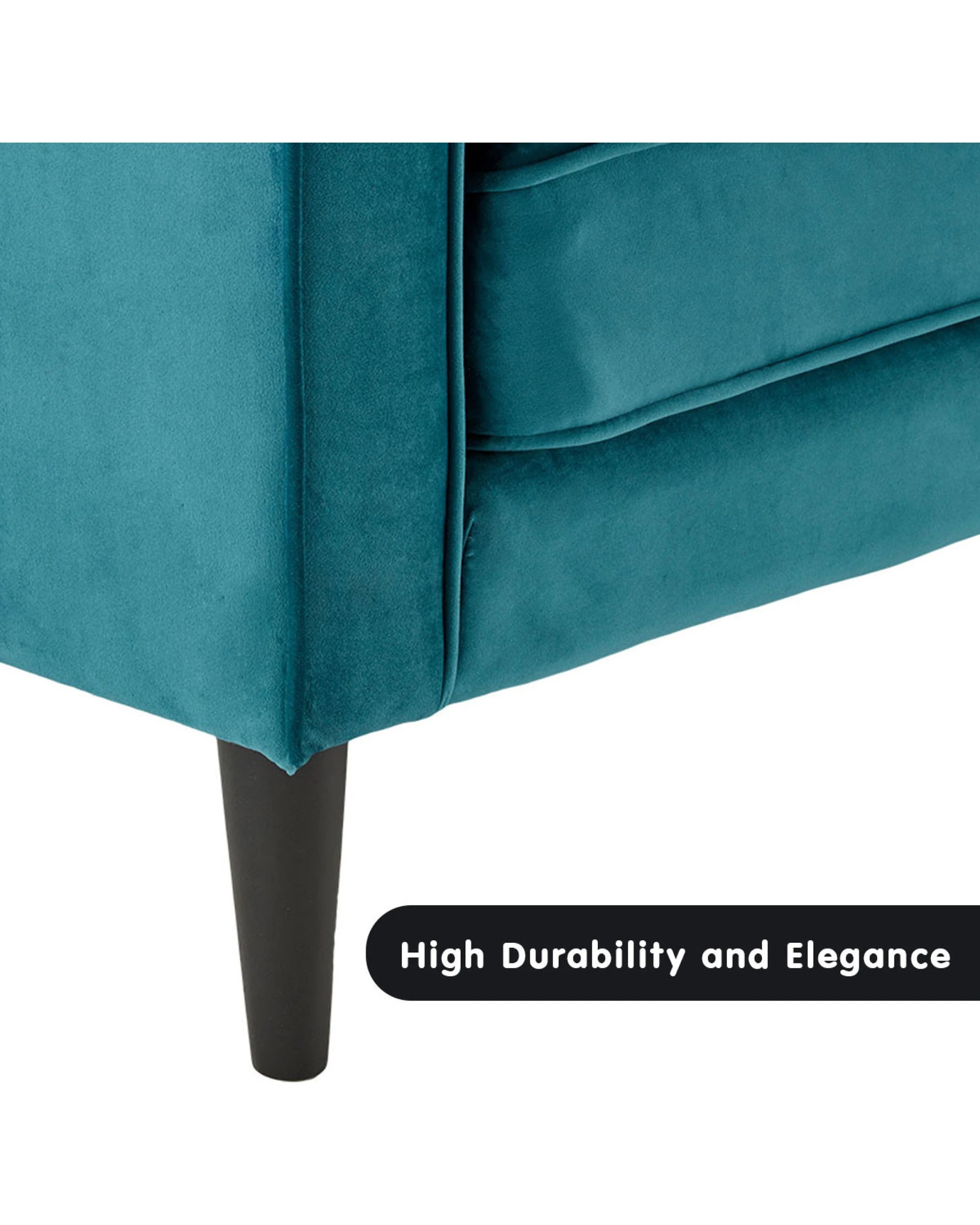 6 Sarantino Faux Velvet Sofa Bed Couch Furniture Lounge Suite Seat Blue, 6 of 10