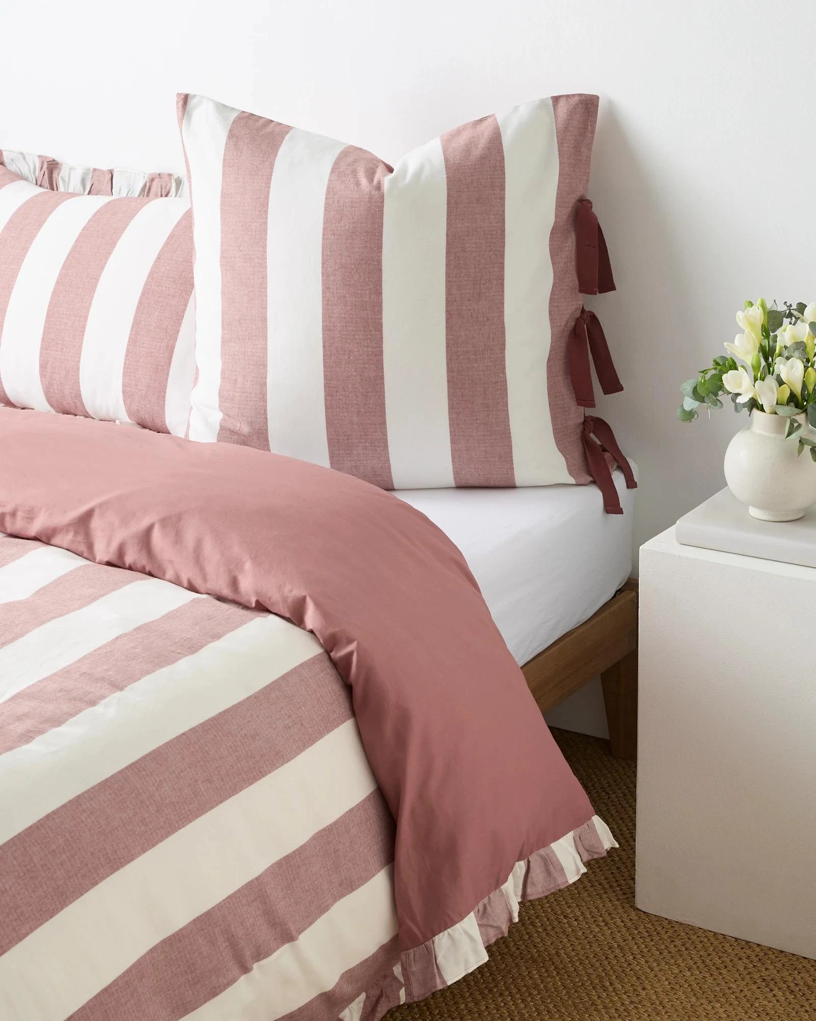 1 Target Peyton Herringbone Weave Stripe European Pillowcase - Queen Bed - Red, 1 of 2