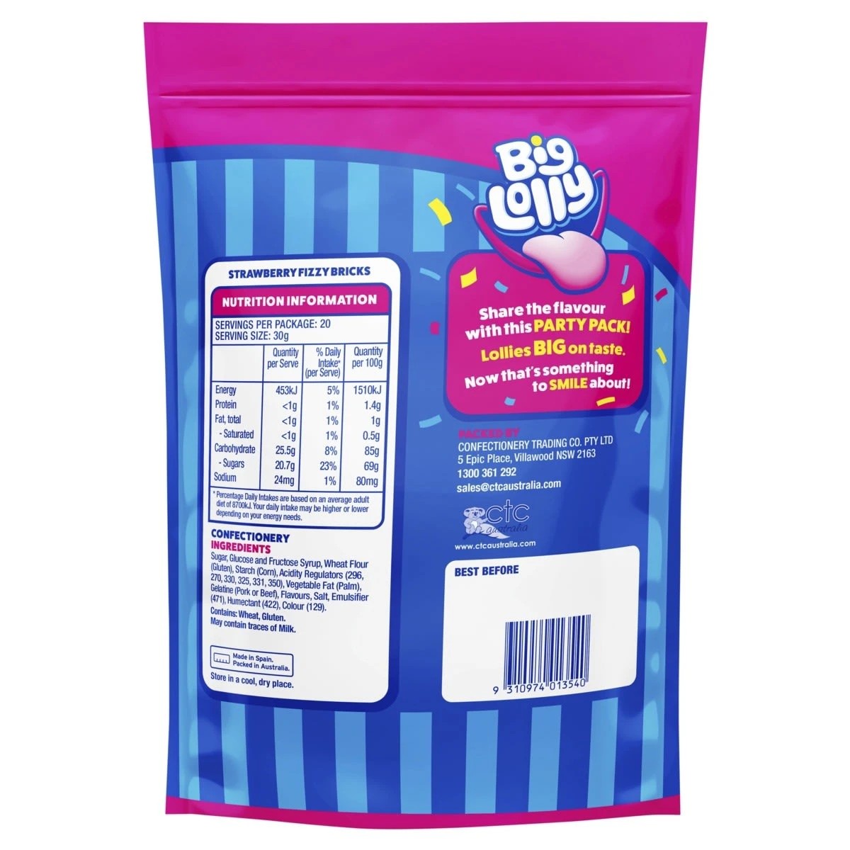 2 20 Pack Big Lolly Fizzy Bricks Party Pack 600g, 2 of 2