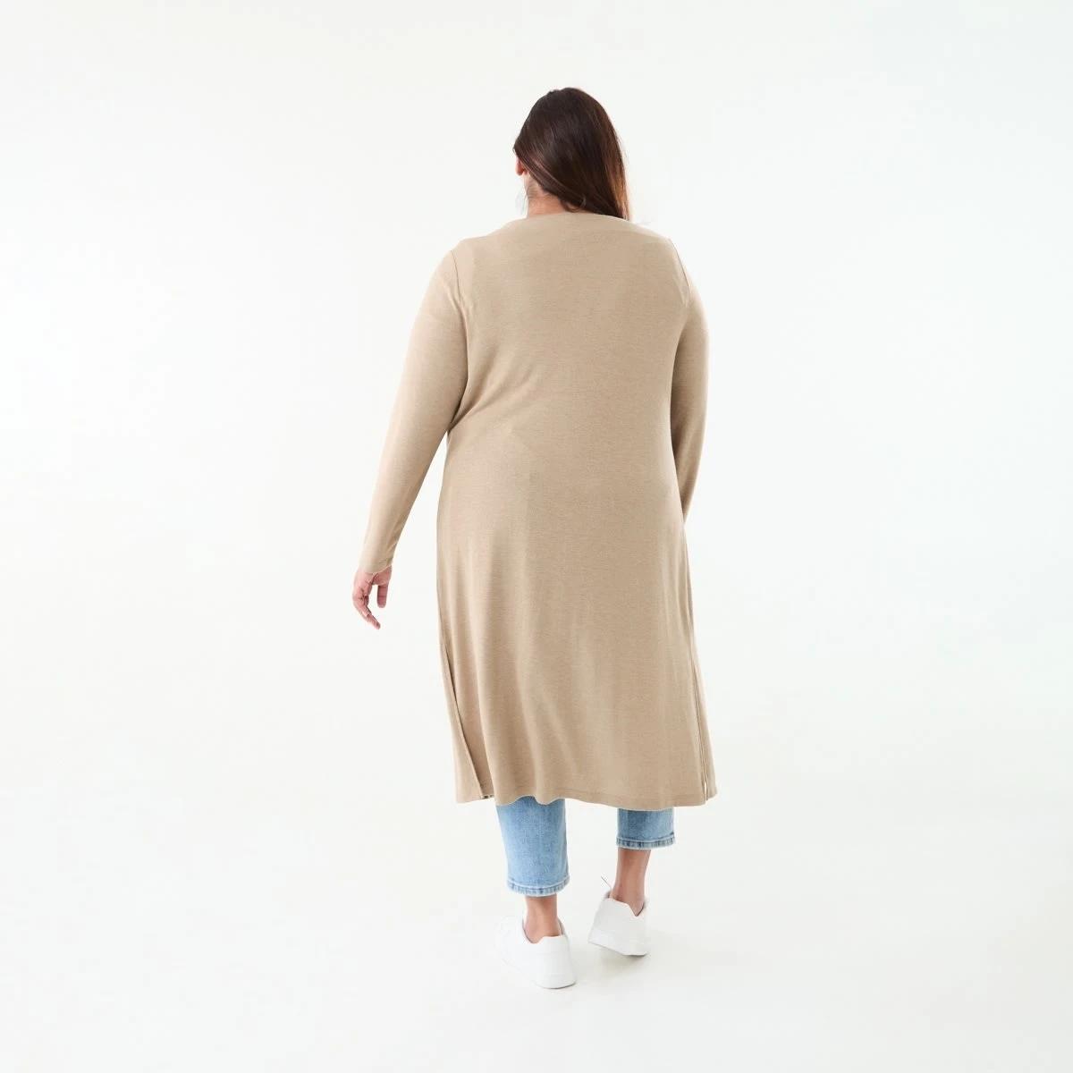 3 Curve Longline Pocket Cardigan Sandstone, 3 of 6