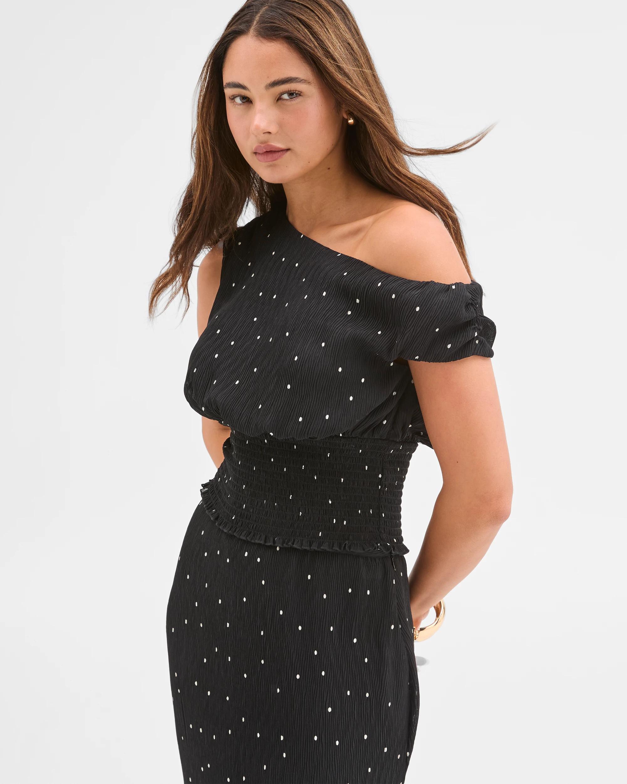 5 Lily Loves Off Shoulder Textured Top BLACK, 5 of 6