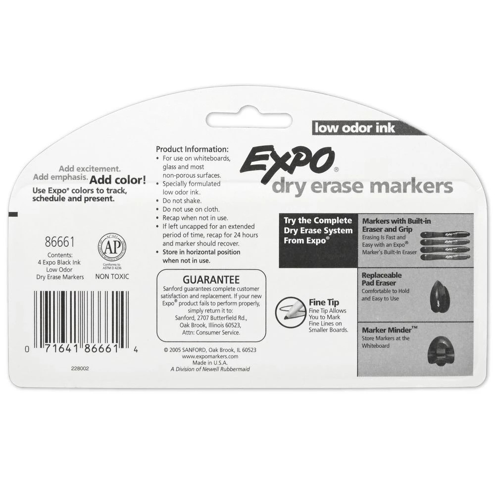 5 Expo Whiteboard Markers Fine Bullet Black 4 Pack, 5 of 5