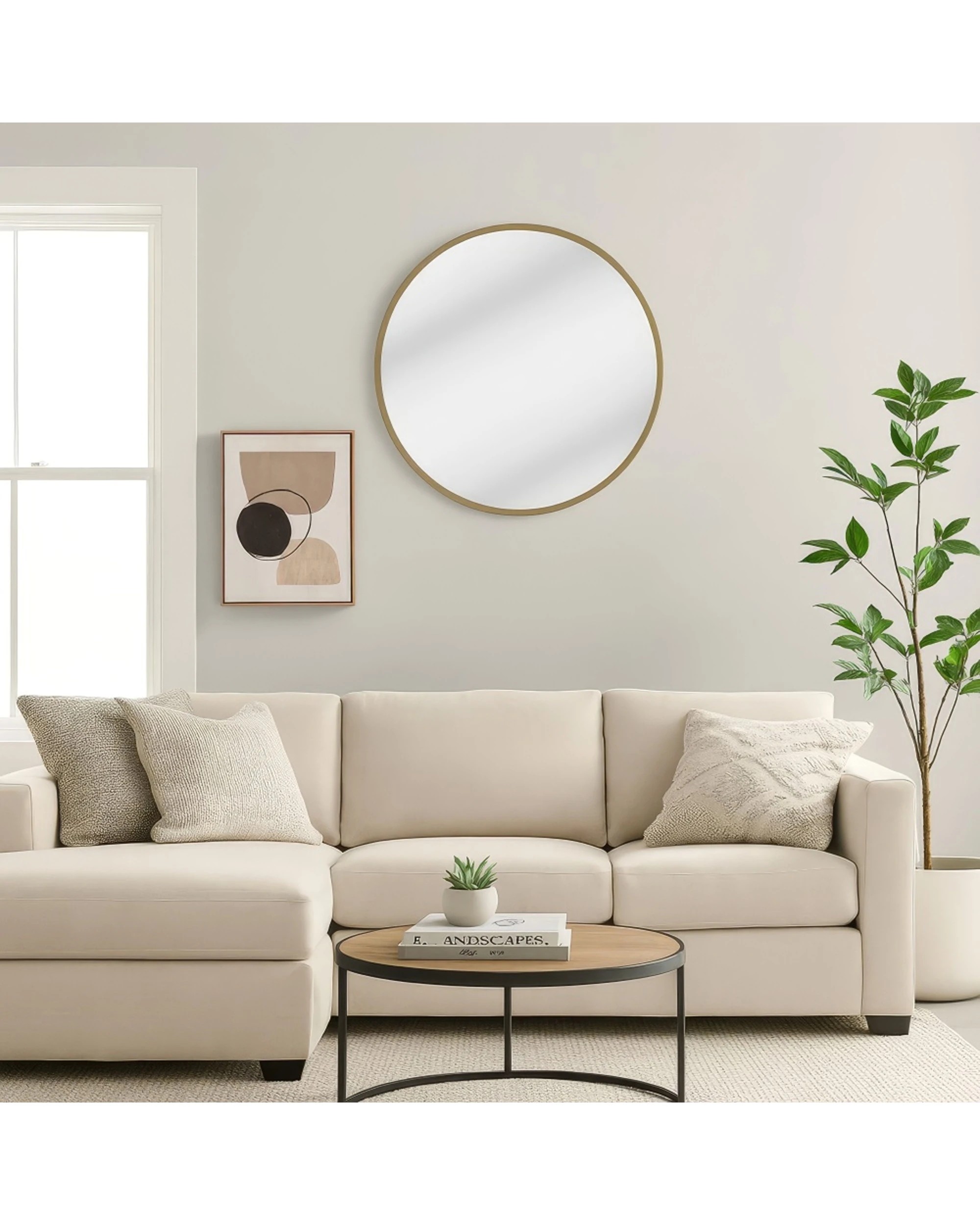 7 Urban Style Reflections Round Mirror Contemporary Home Decor 80cm - Gold, 7 of 9