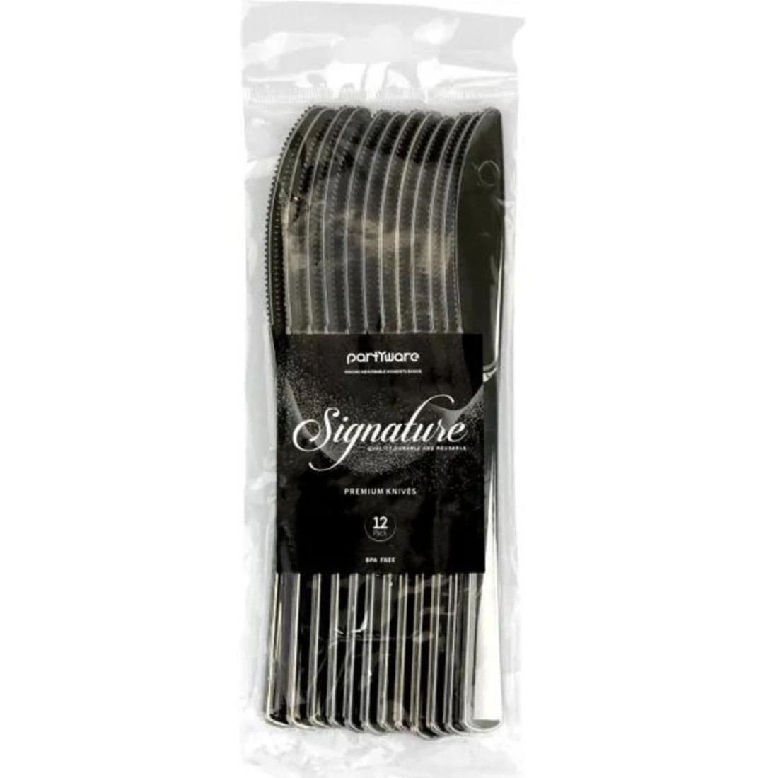 2 Partyware Stainless Steel Look Reusable Plastic Knives (Pack Of 12), 2 of 2