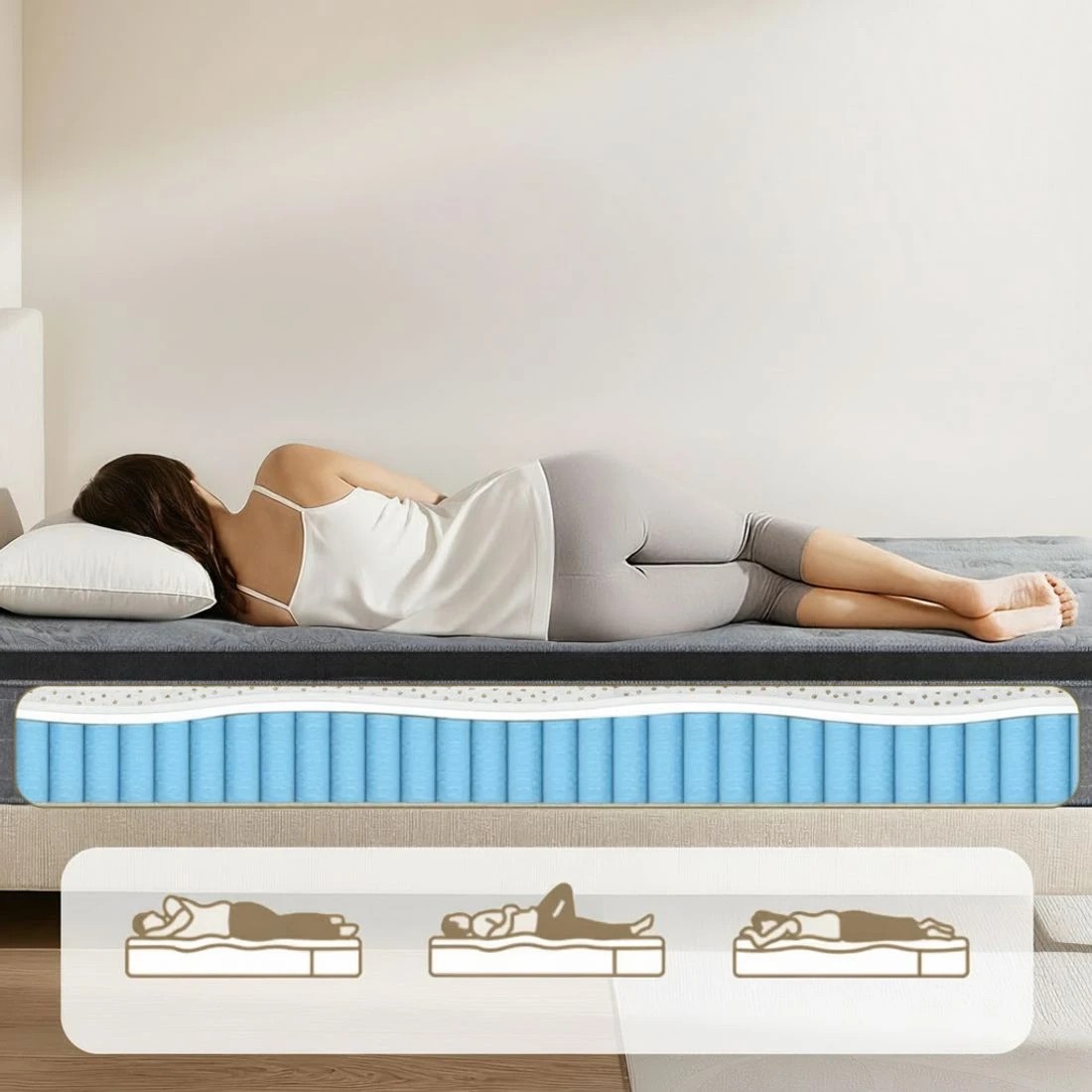 5 26cm Giselle Mattress Single Latex Foam Mattresses - Charcoal, 5 of 6