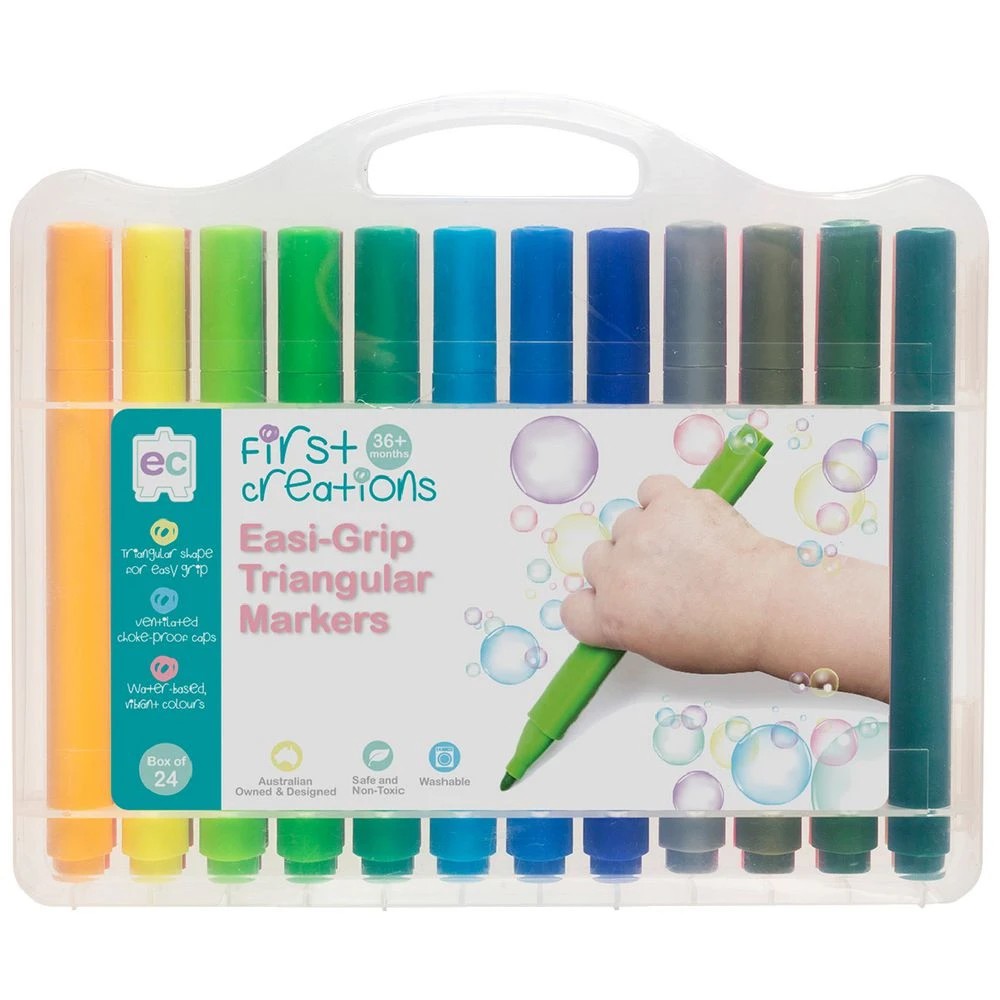 1 First Creations Easi-Grip Triangular Markers 24 Pack, 1 of 3
