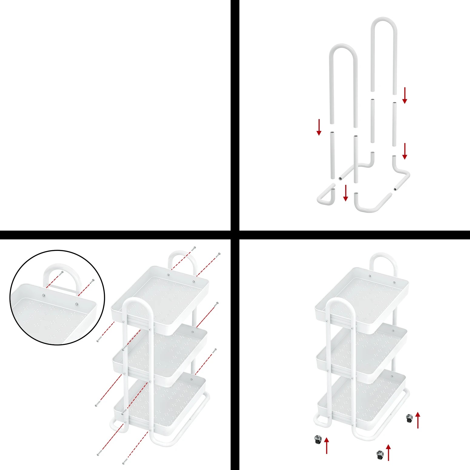 6 Artiss Storage Trolley Kitchen Cart 3 Tiers Rack Shelf Organiser Wheels - White, 6 of 6