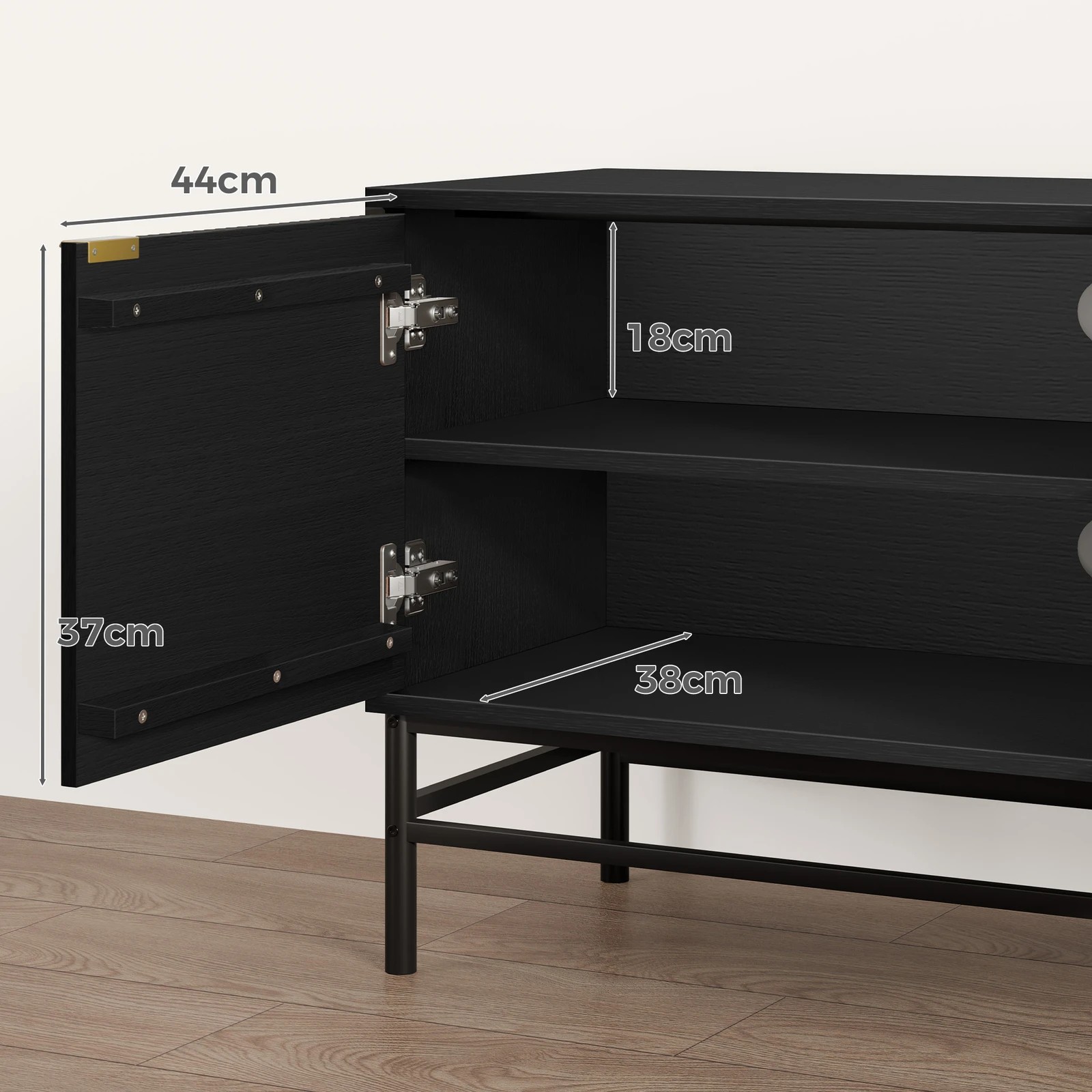 4 Alfordson Entertainment Unit 180cm TV Cabinet Stand Storage Doors Shelf - Black, 4 of 4