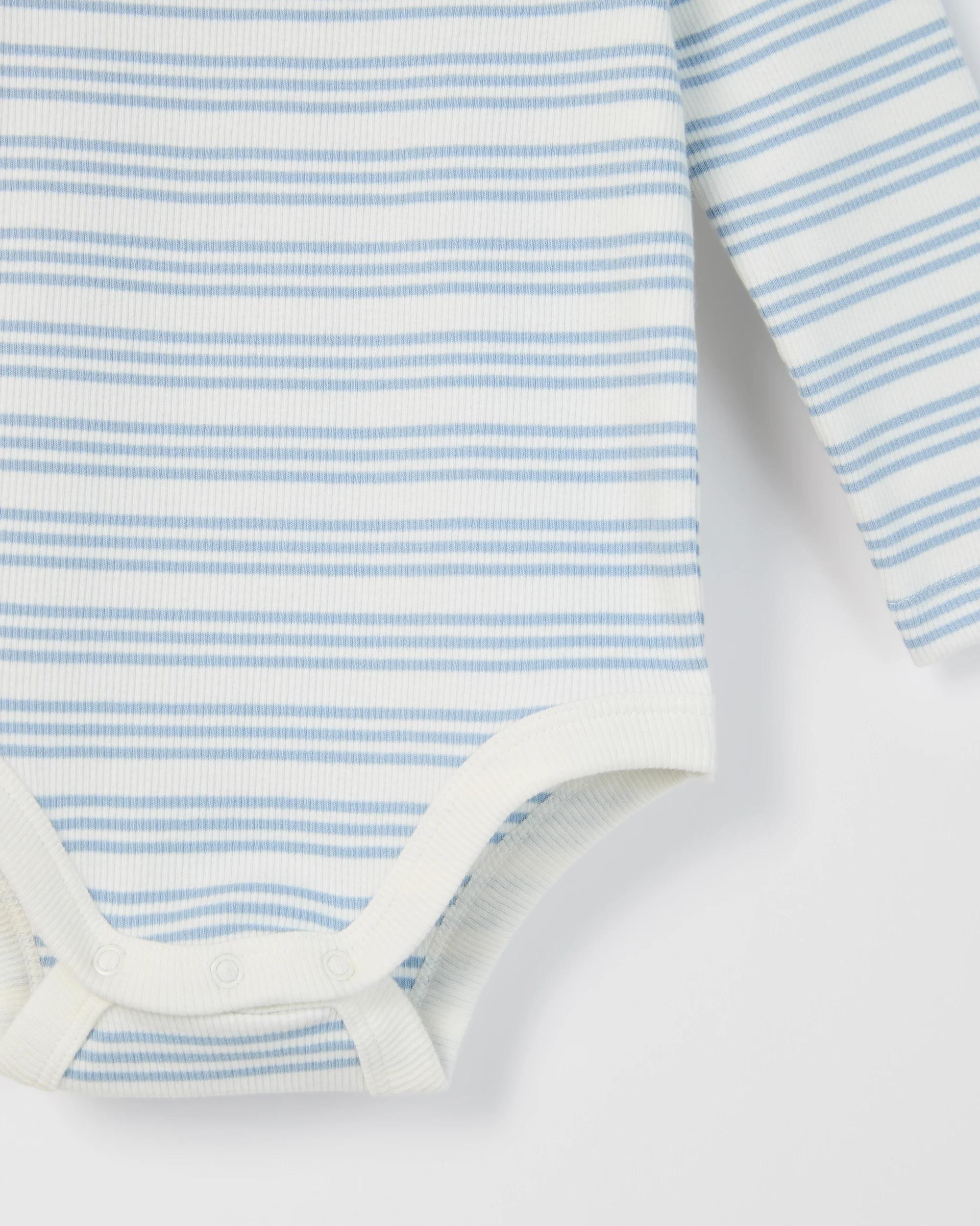 5 Target Baby Baby Organic Cotton 3 Pack Long Sleeve Rib Bodysuit STRIPE, 5 of 5