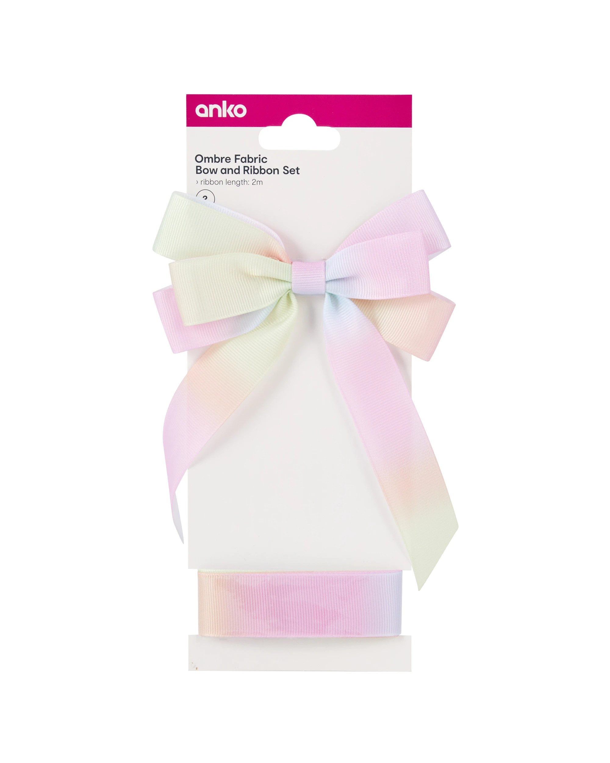 1 2 Piece Fabric Bow and Ribbon Set - Ombre, 1 of 4