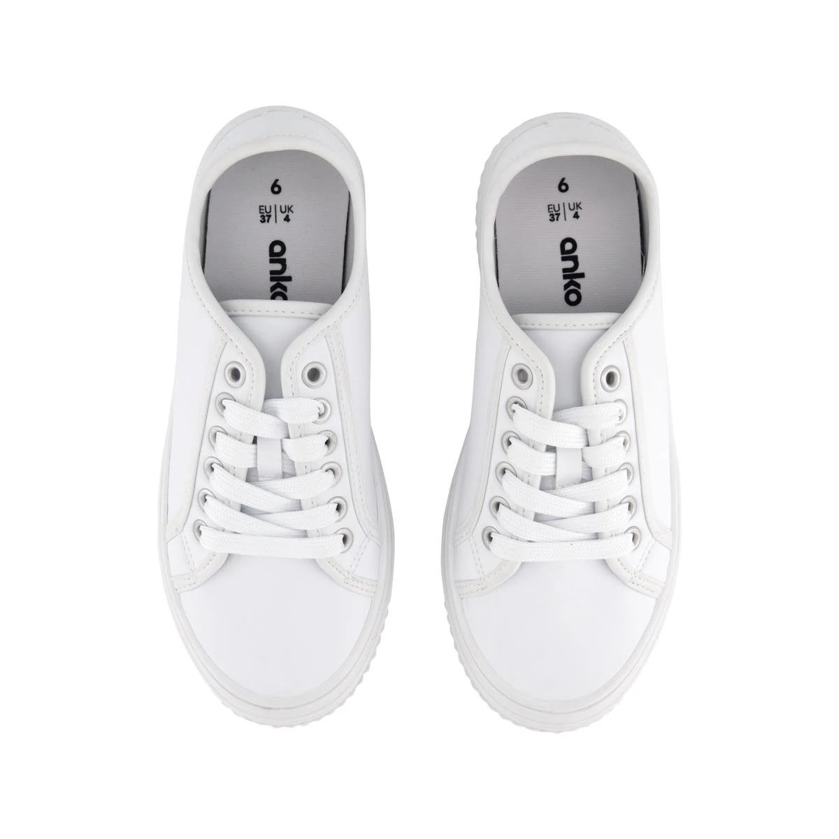 3 Chunky Casual PU Lace Up Sneakers White, 3 of 5