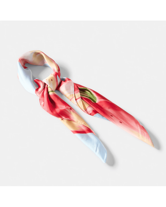 Oversize Floral Hair Scarf - Blue, Red and Gree