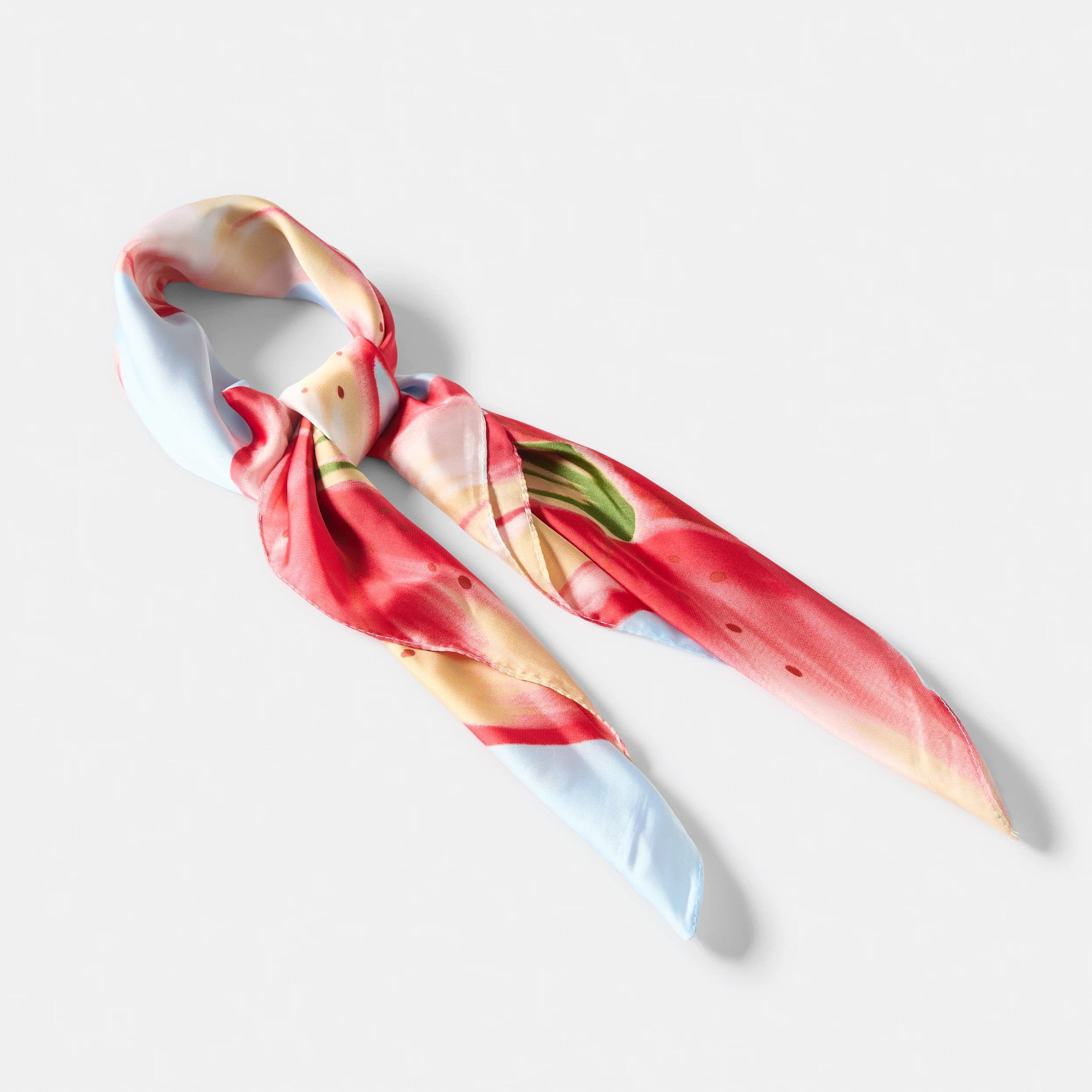 1 Oversize Floral Hair Scarf - Blue, Red and Gree