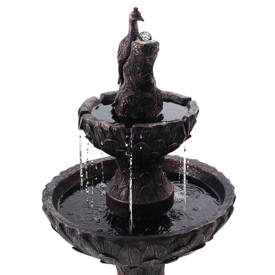 3 Gardeon Solar Water Feature Tier Fountain with Pump Kit Bird Bath 106CM Peacock - Black, 3 of 9