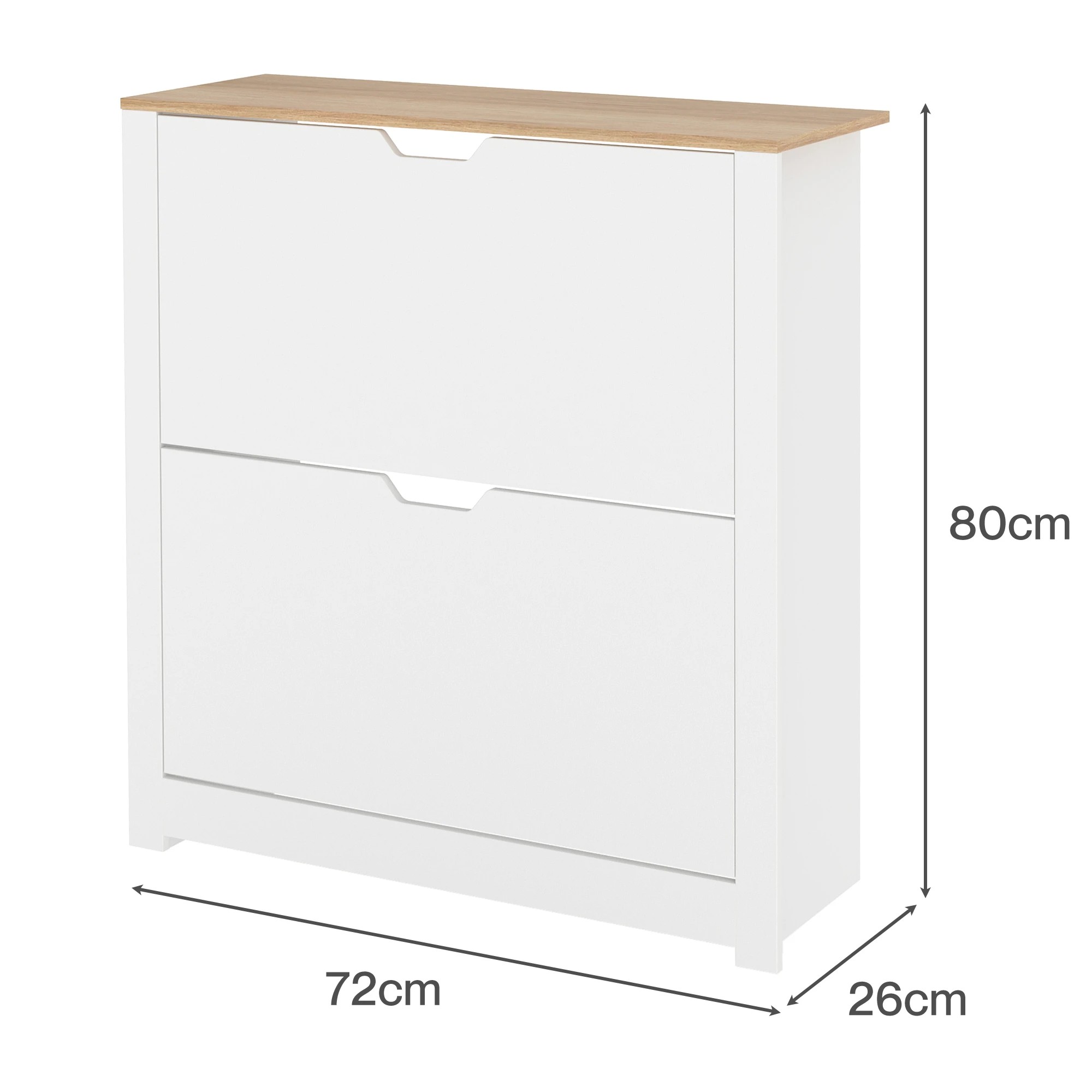 3 Levede Narrow Shoe Cabinet 2 Flip Drawers - White, 3 of 9
