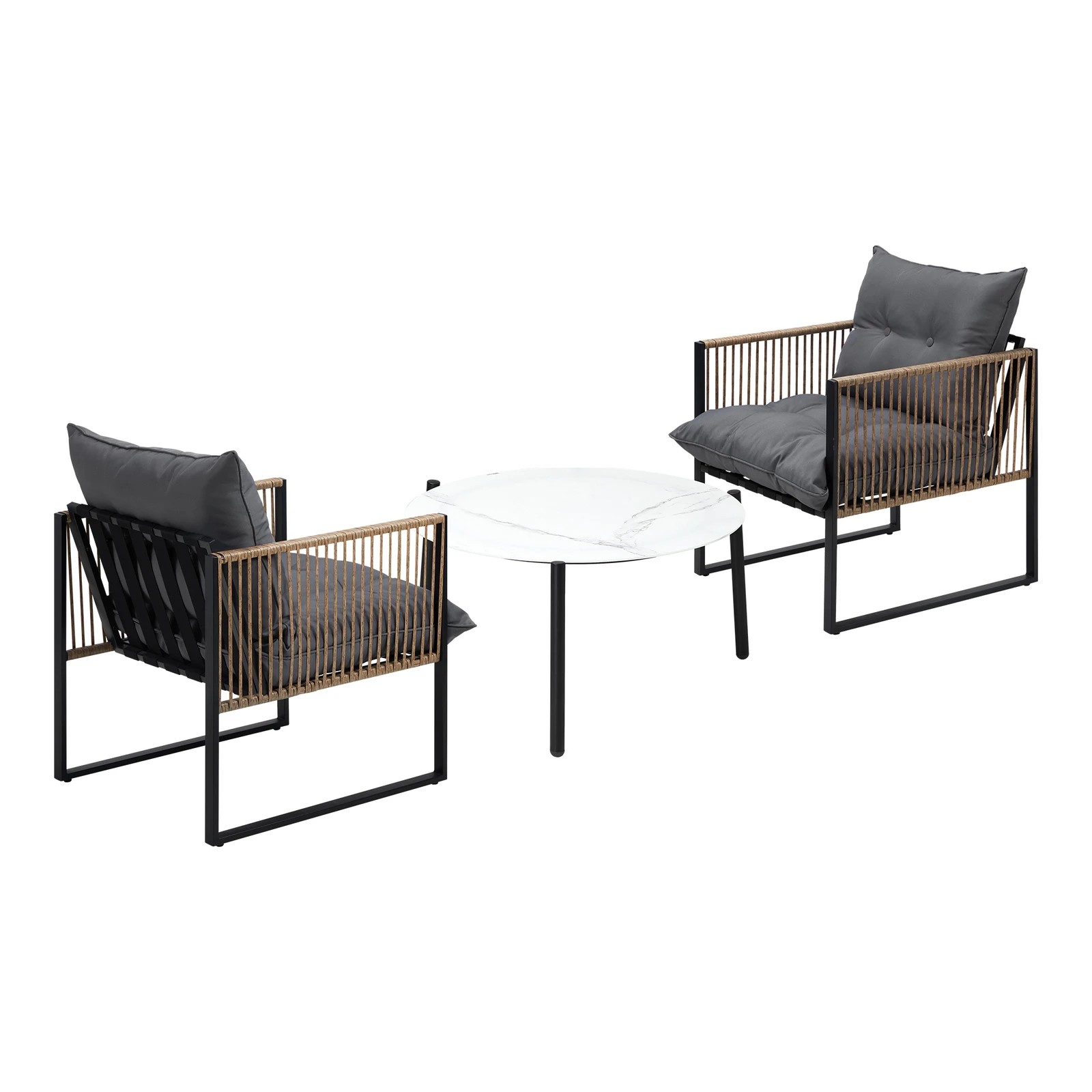 5 Livsip Outdoor Patio Set Furniture 70cm Coffee Table Rattan Chairs 3pcs
 - Multi, 5 of 10