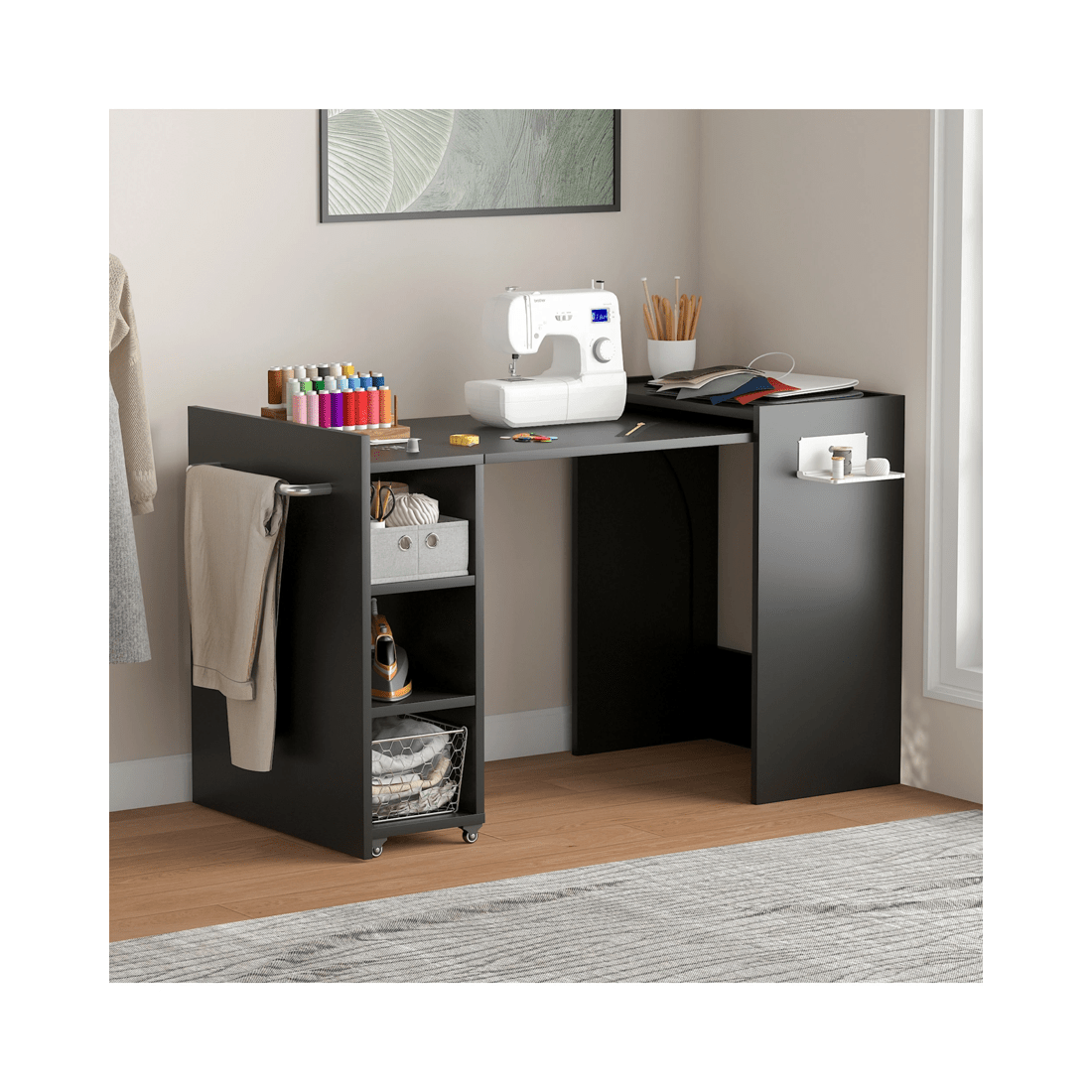 4 Advwin Computer Desk Folding Sewing Table Black, 4 of 8