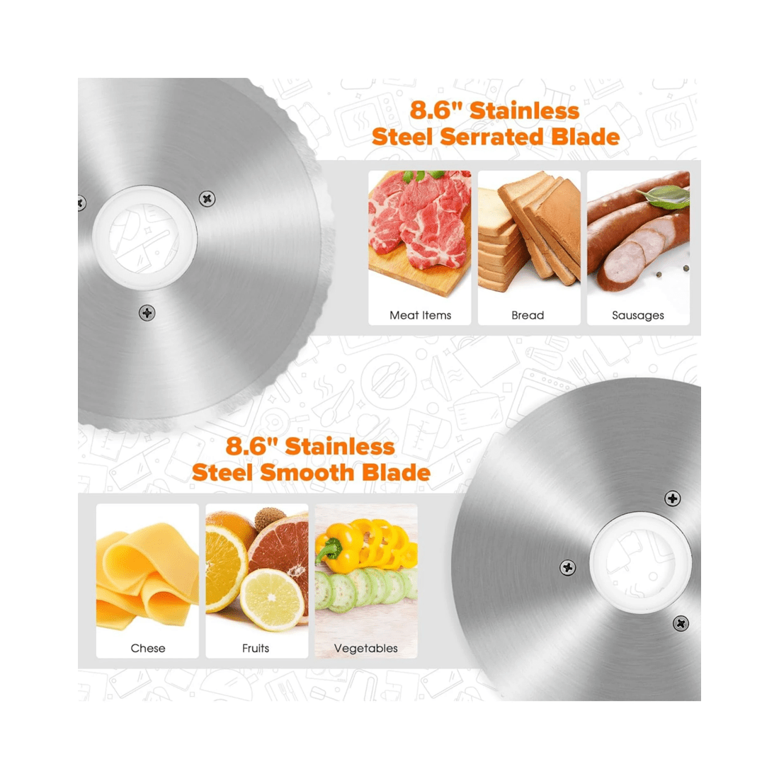 5 Advwin 250w Meat Slicer, Electric Food Slicer With 8.6" Removable Stainless Steel Blade, 5 of 7