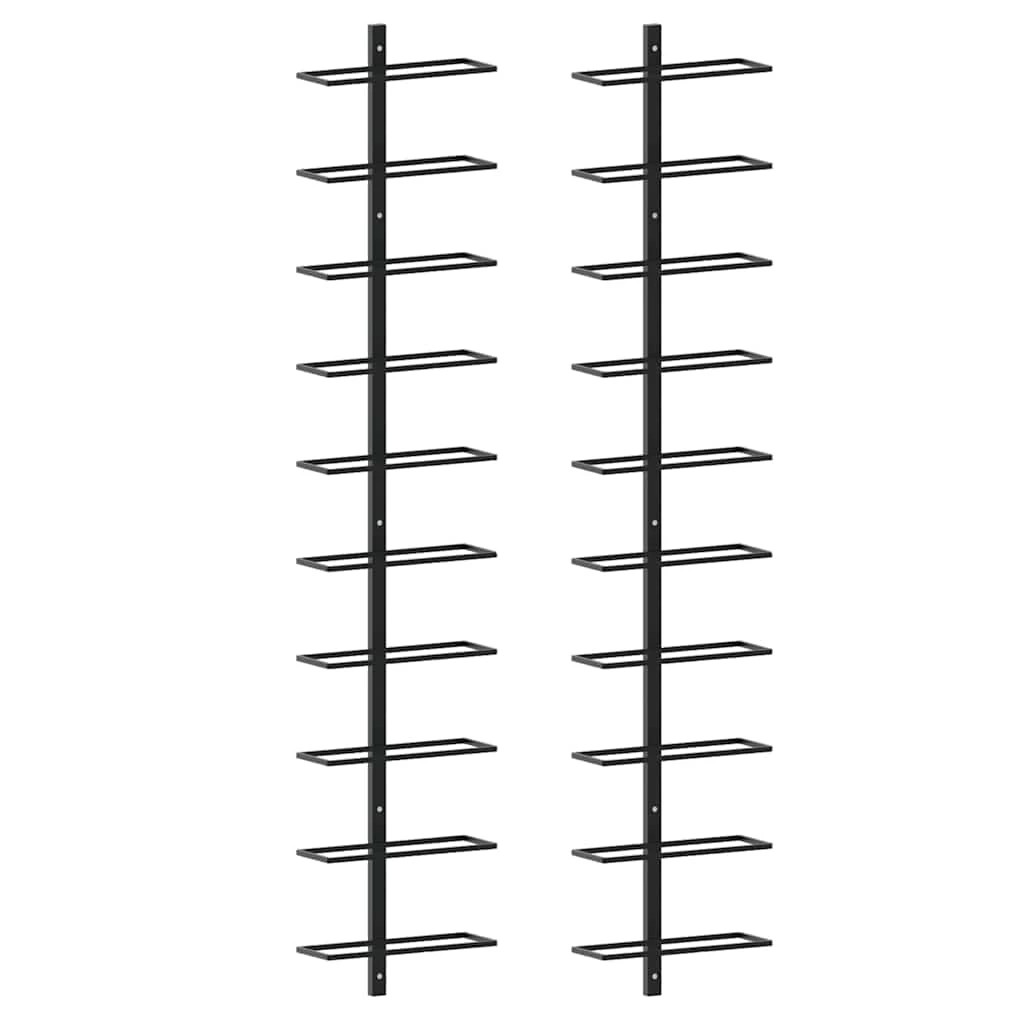 1 Vidaxl Wall-mounted Wine Racks For 20 Bottles 2 Pcs Metal - Black, 1 of 10