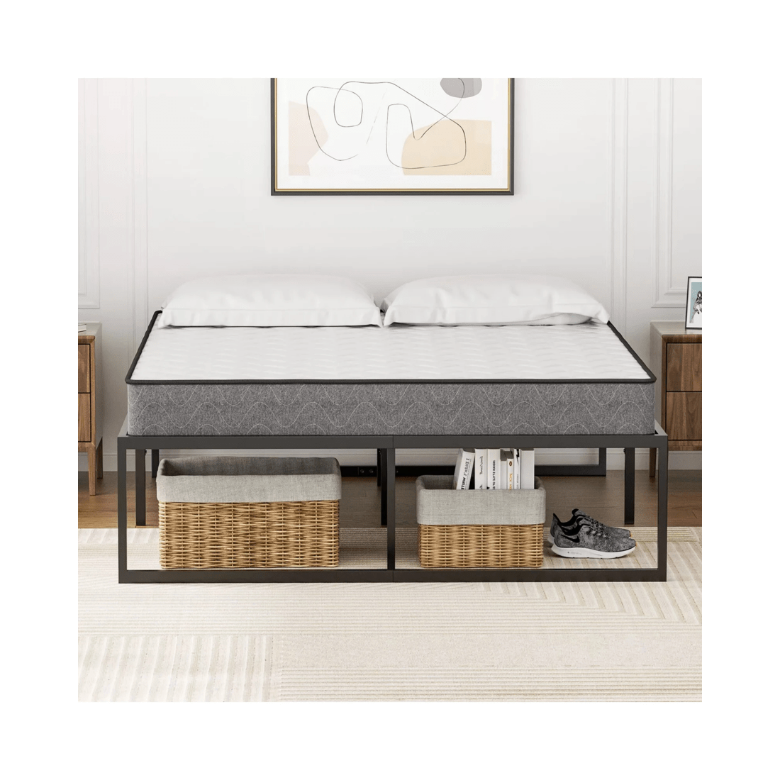 2 Advwin Double Metal Bed Frame Black, 2 of 8