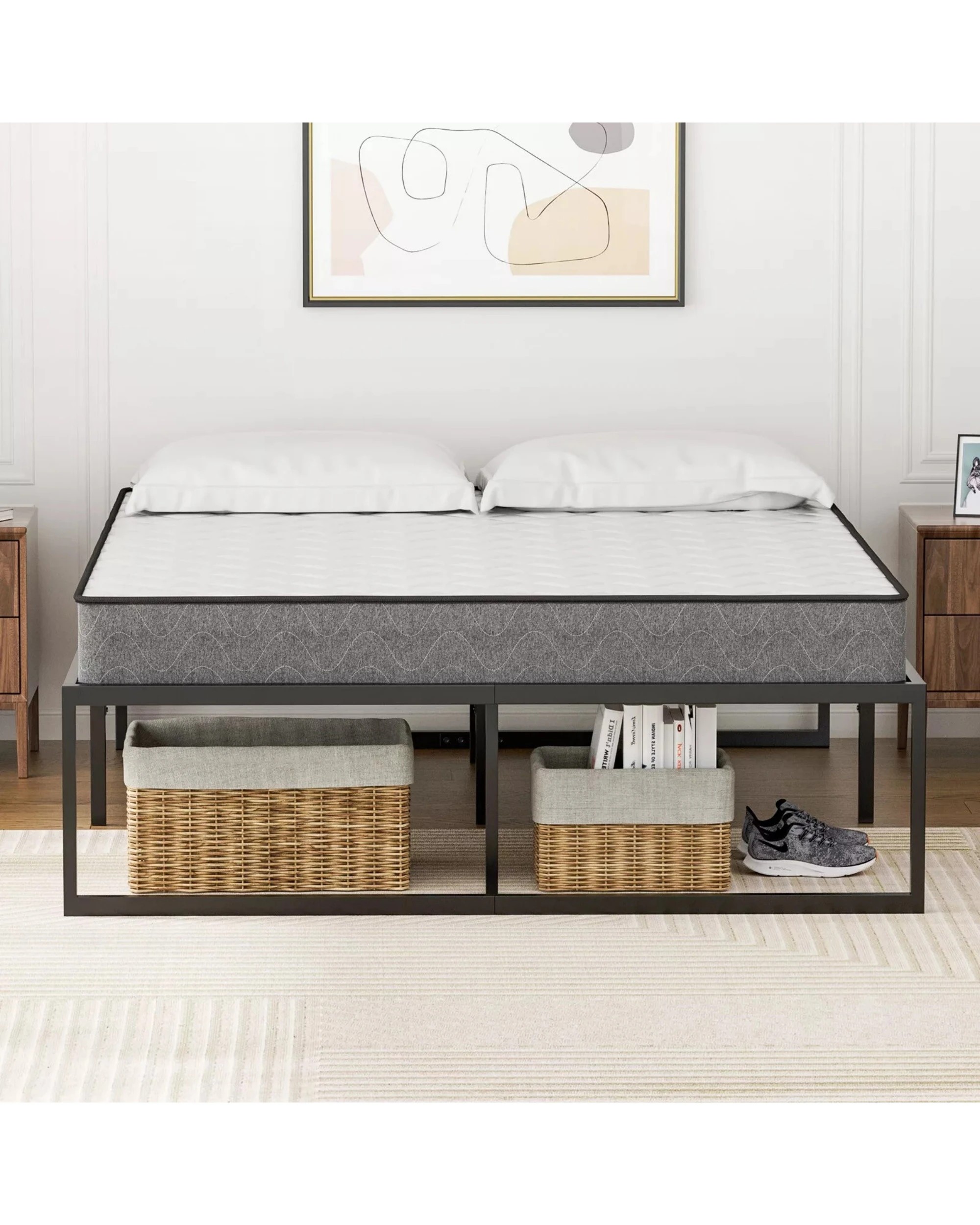2 Advwin Double Metal Bed Frame Black, 2 of 8