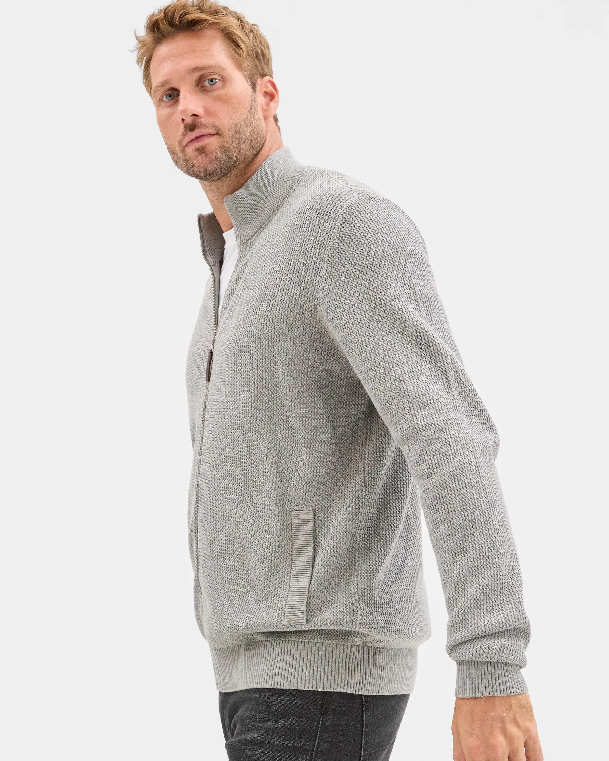 4 Target Man Australian Cotton Zip Through Knit Jumper LIGHT GREY, 4 of 6