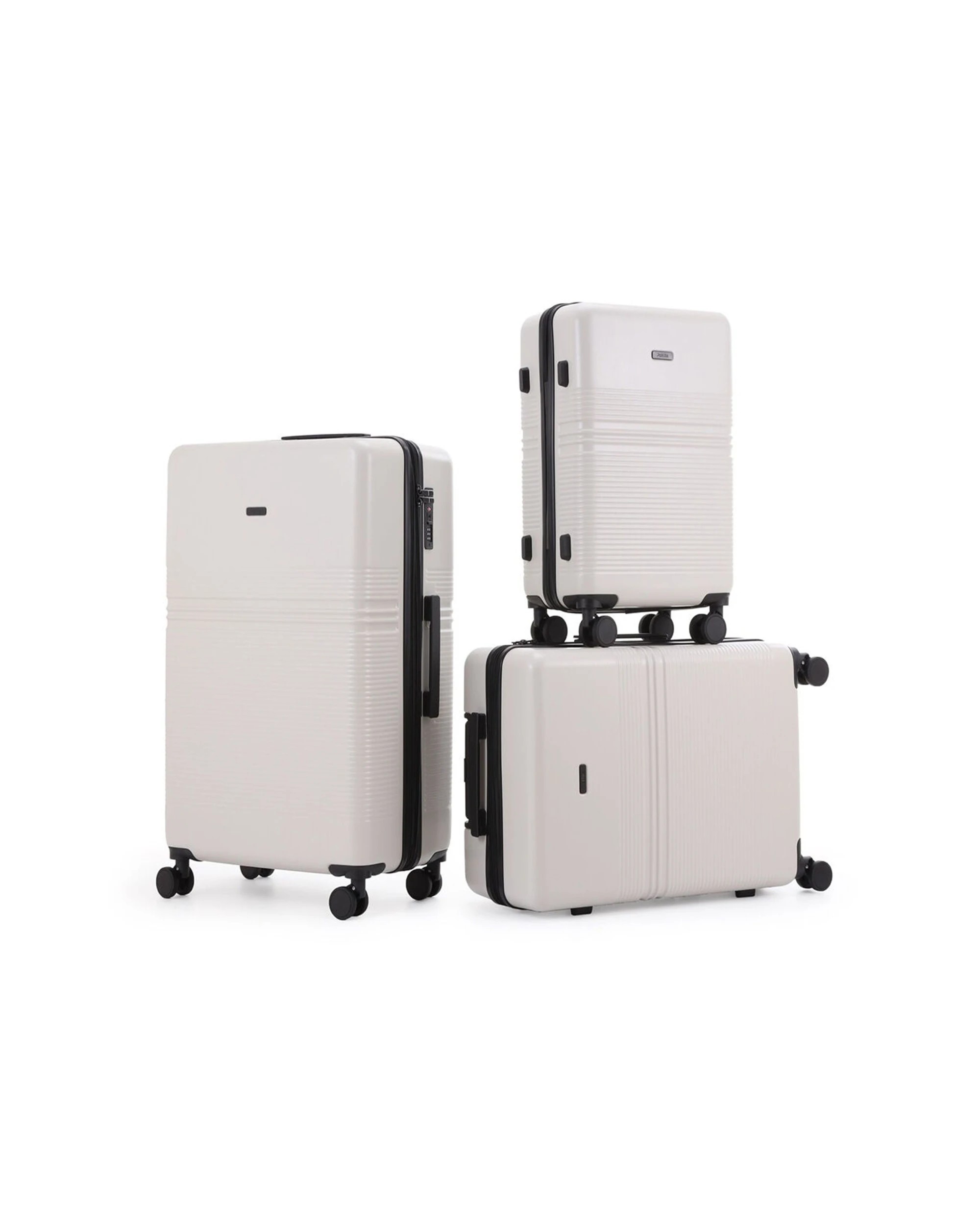 6 Paklite 3pc Elements Travel Luggage Set Suitcase Lightweight Expandable Oatmeal - White, 6 of 7