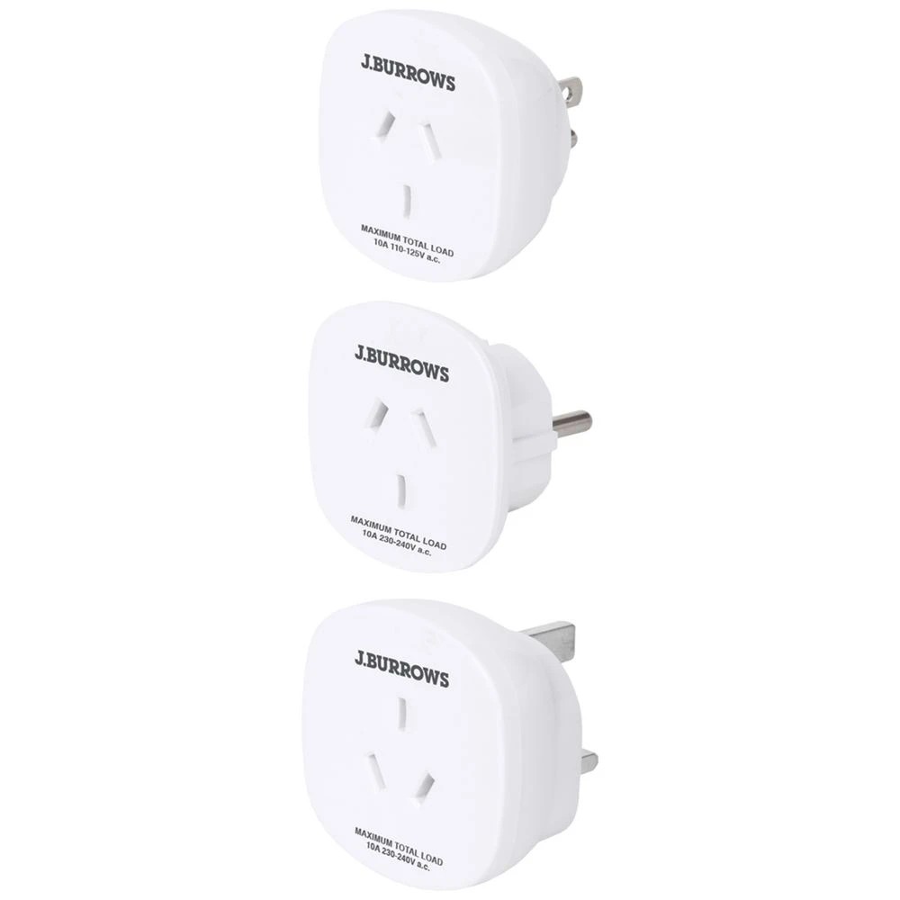 1 J.Burrows Outbound Travel Adaptor USA/UK/EU 3 Pack, 1 of 3