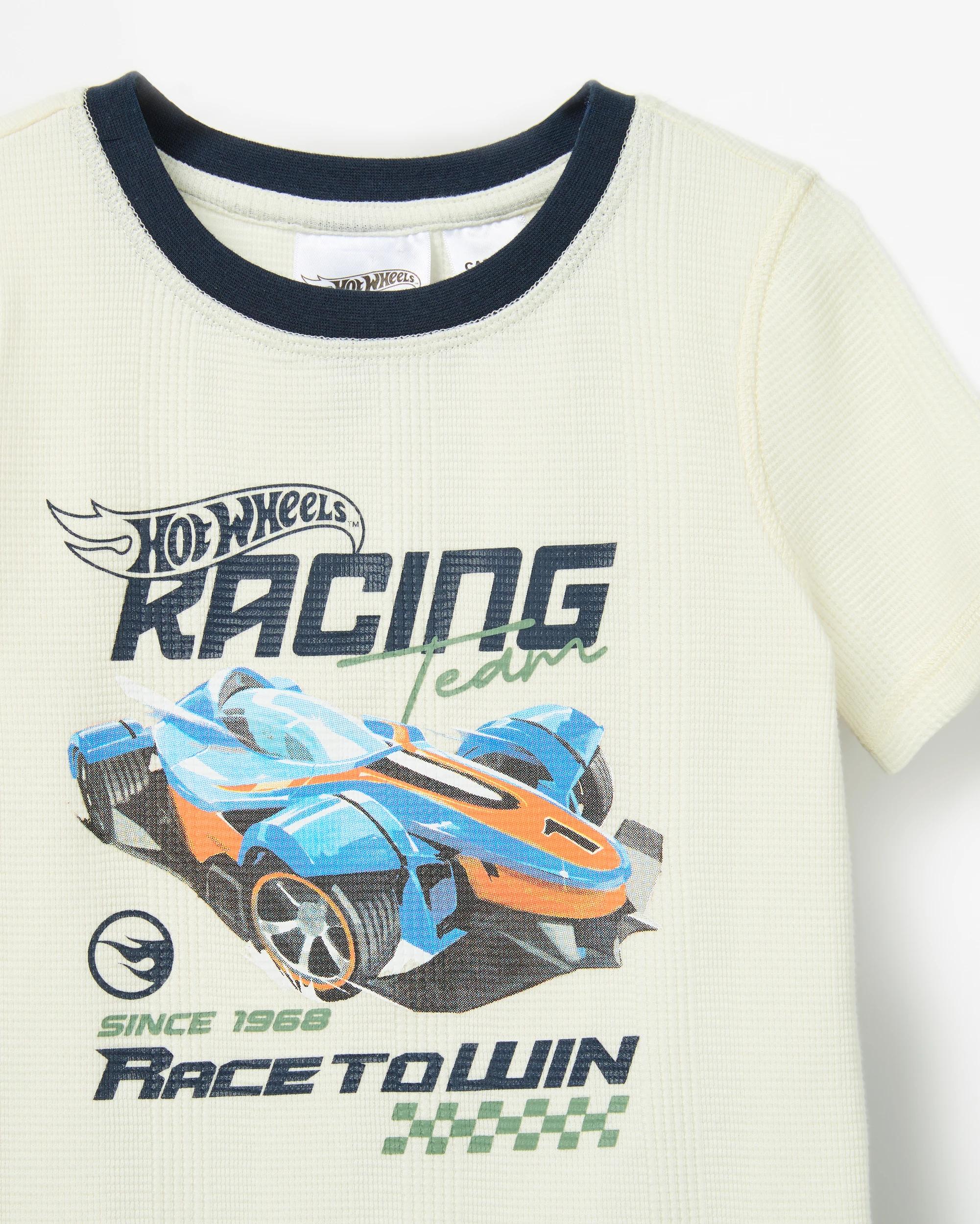 2 Hot Wheels Australian Cotton Younger Boys Short Sleeve Waffle Pyjama Set MULTI, 2 of 4