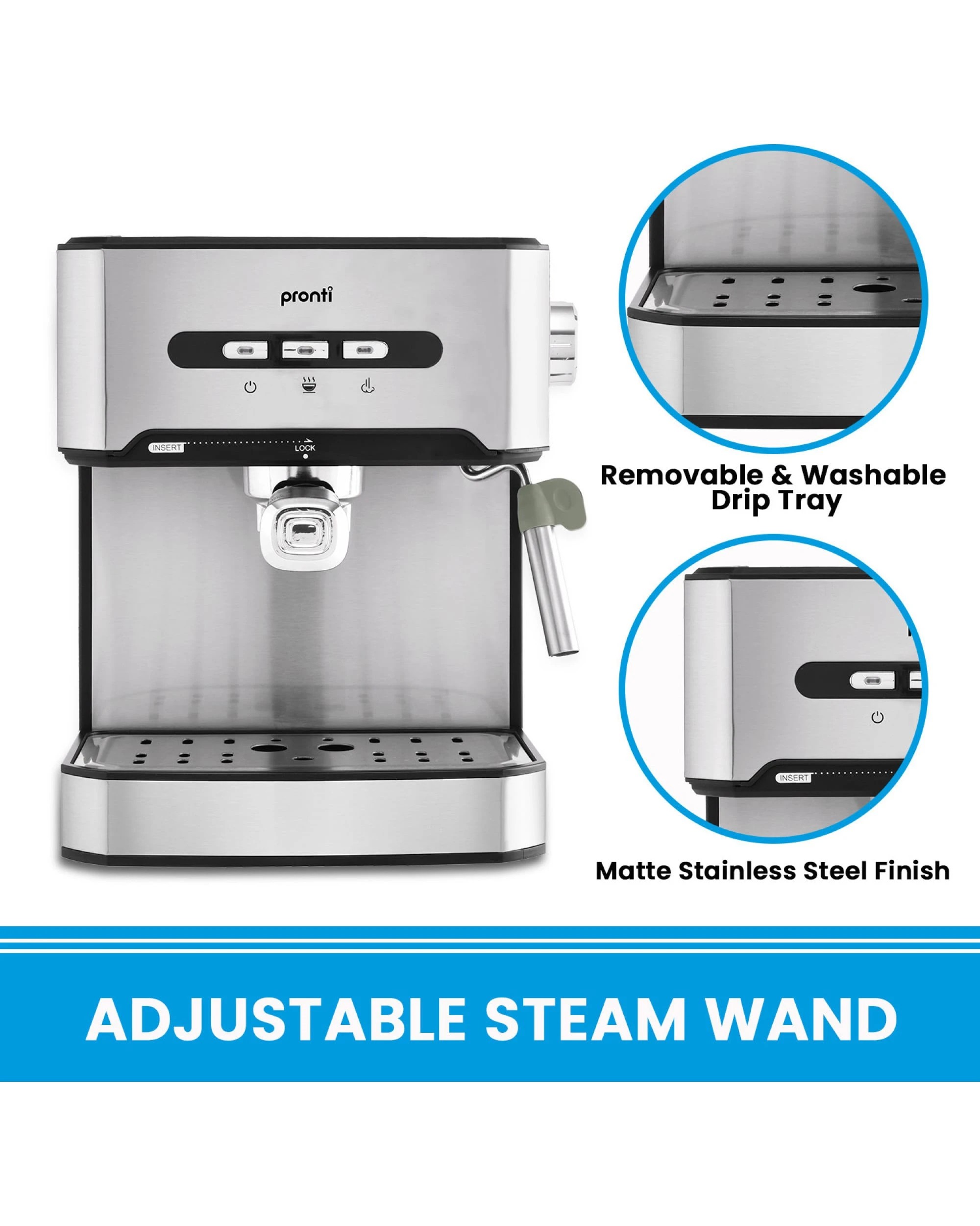 6 Pronti 1.6L Automatic Coffee Espresso Machine with Steam Frother, 6 of 7