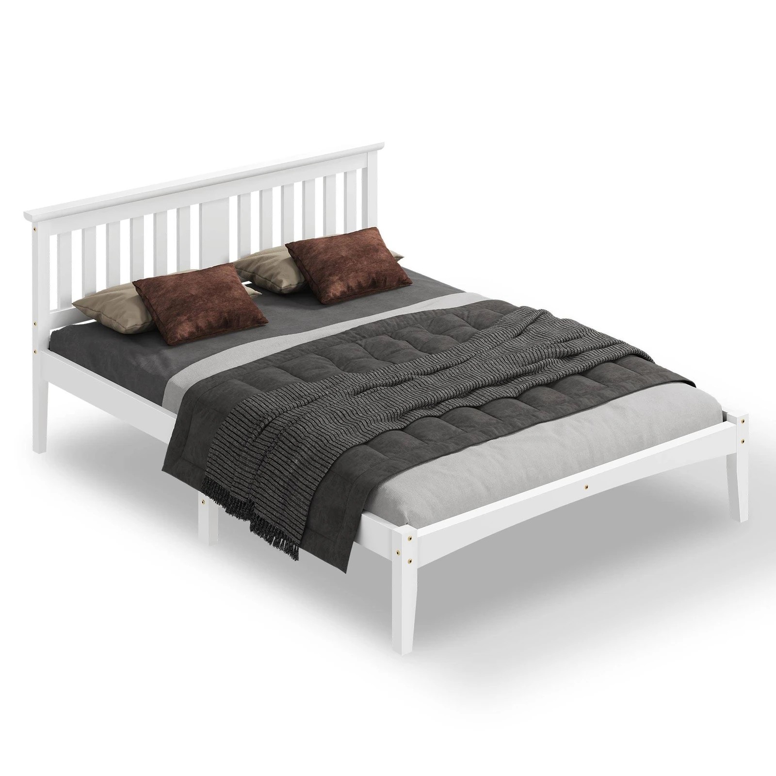 1 Alfordson Bed Frame Wooden Timber Double Size Mattress Base Platform Elgin - White, 1 of 10