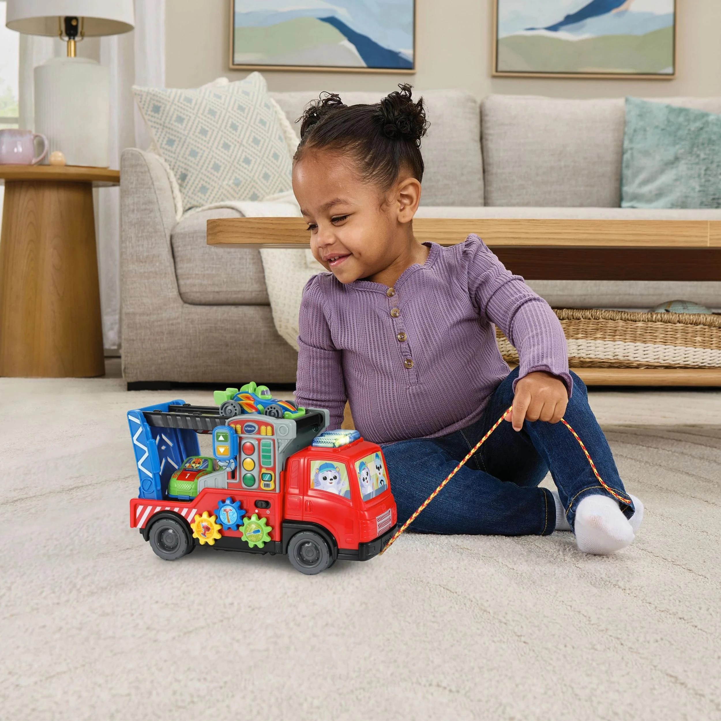 6 VTech Road Rescue Car Carrier - Red, 6 of 6