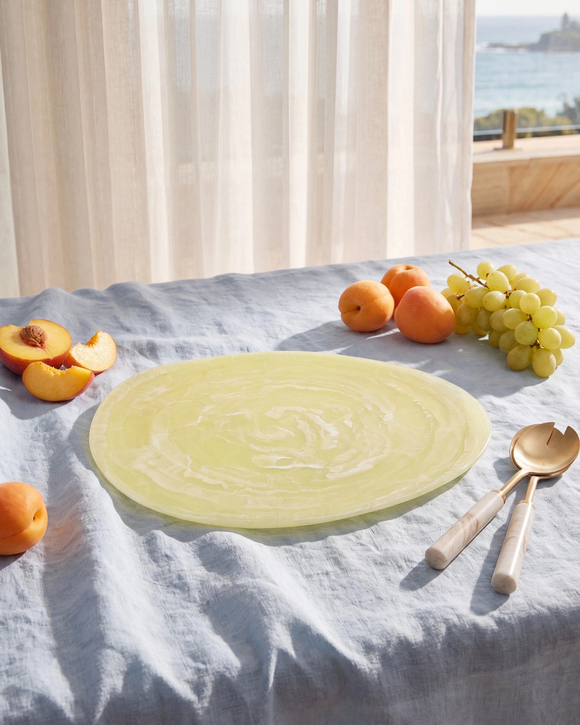 2 Cadence & Co. Chianti Resin Round Serving Platter 38x36cm - Lemon, 2 of 6