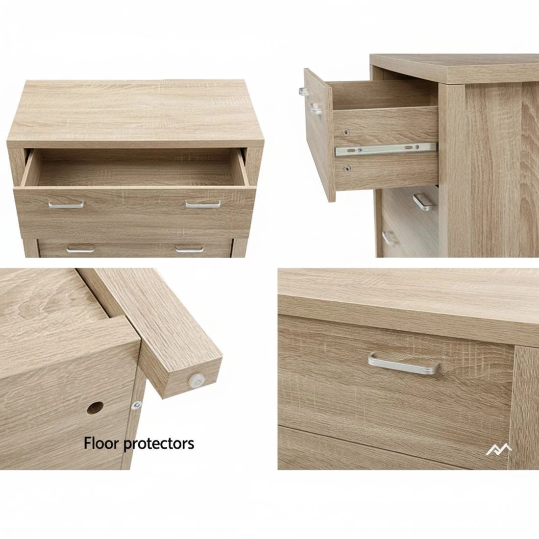 6 Artiss MAXI 5 Drawer Tallboy Chest Natural Woodgrain Metal Runners Spacious Bedroom Storage Organizer Anti Tip - brown, 6 of 8